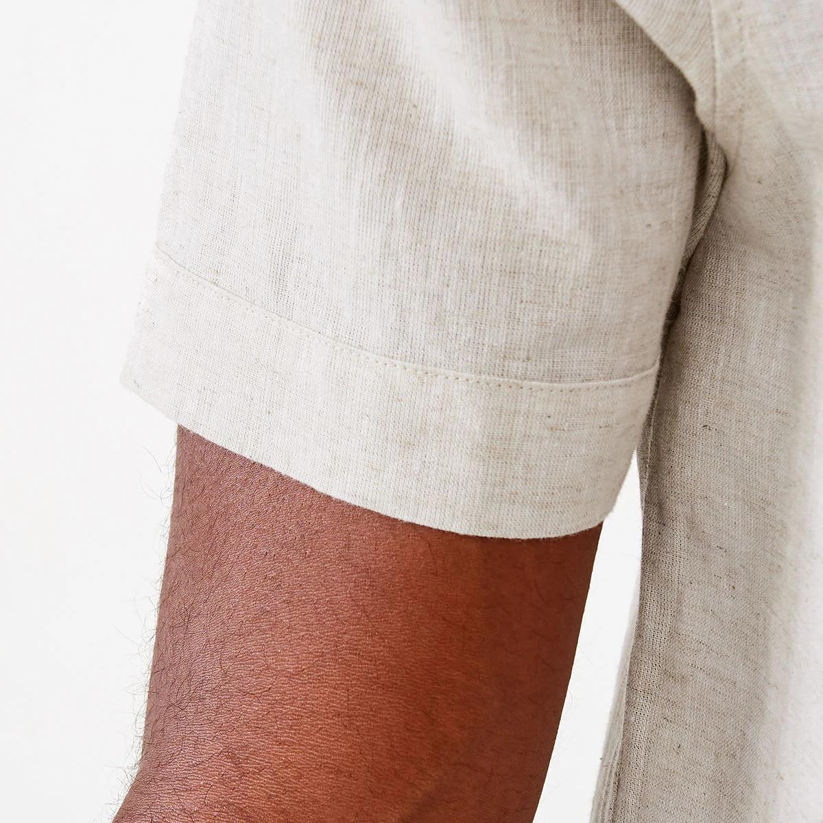 6 Short Sleeve Solid Linen Blend Shirt Bge Ntural, 6 of 6