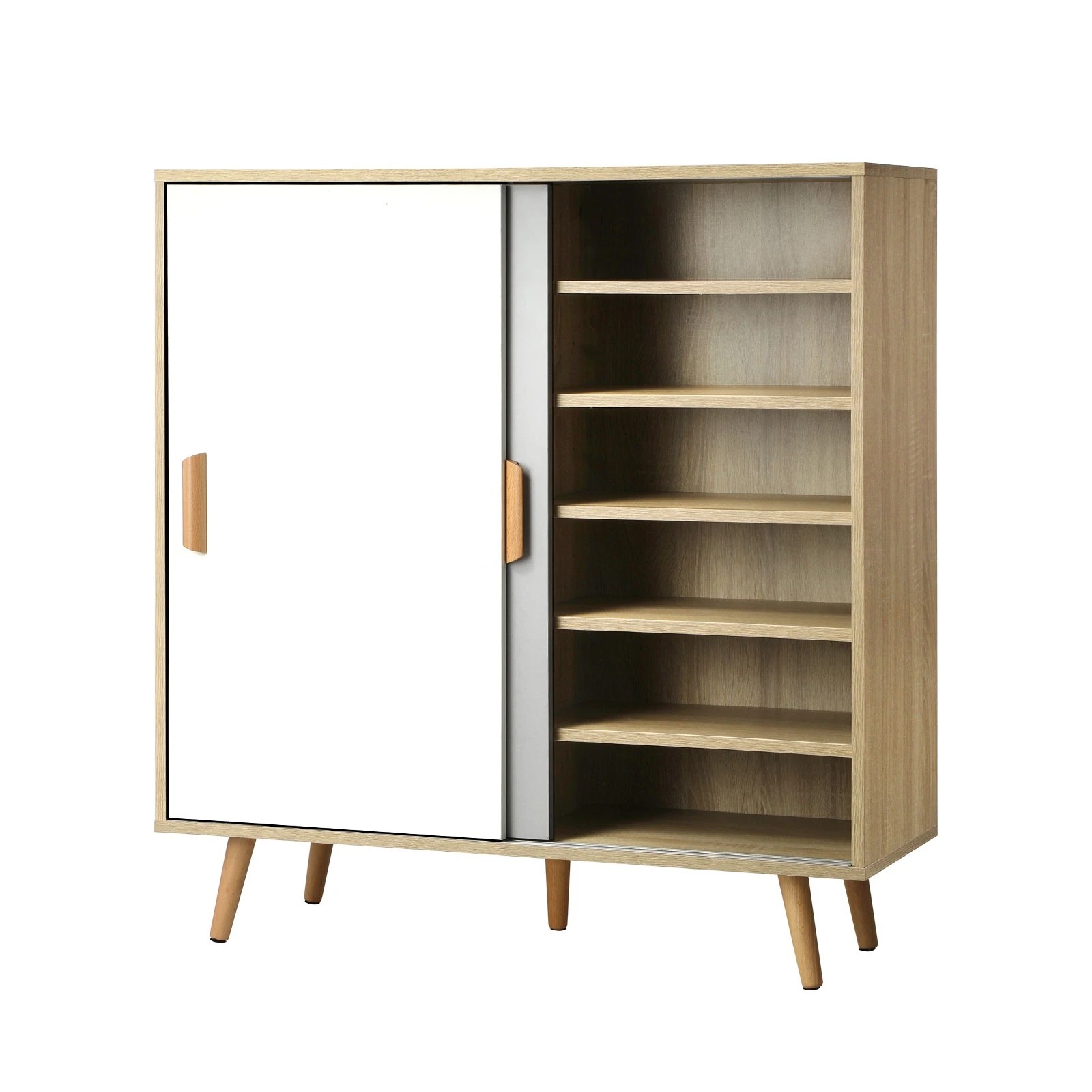 1 Oikiture Shoe Cabinet Storage Organiser Shoes Rack Sideboard Shelf Cupboard
 - Natural, 1 of 9