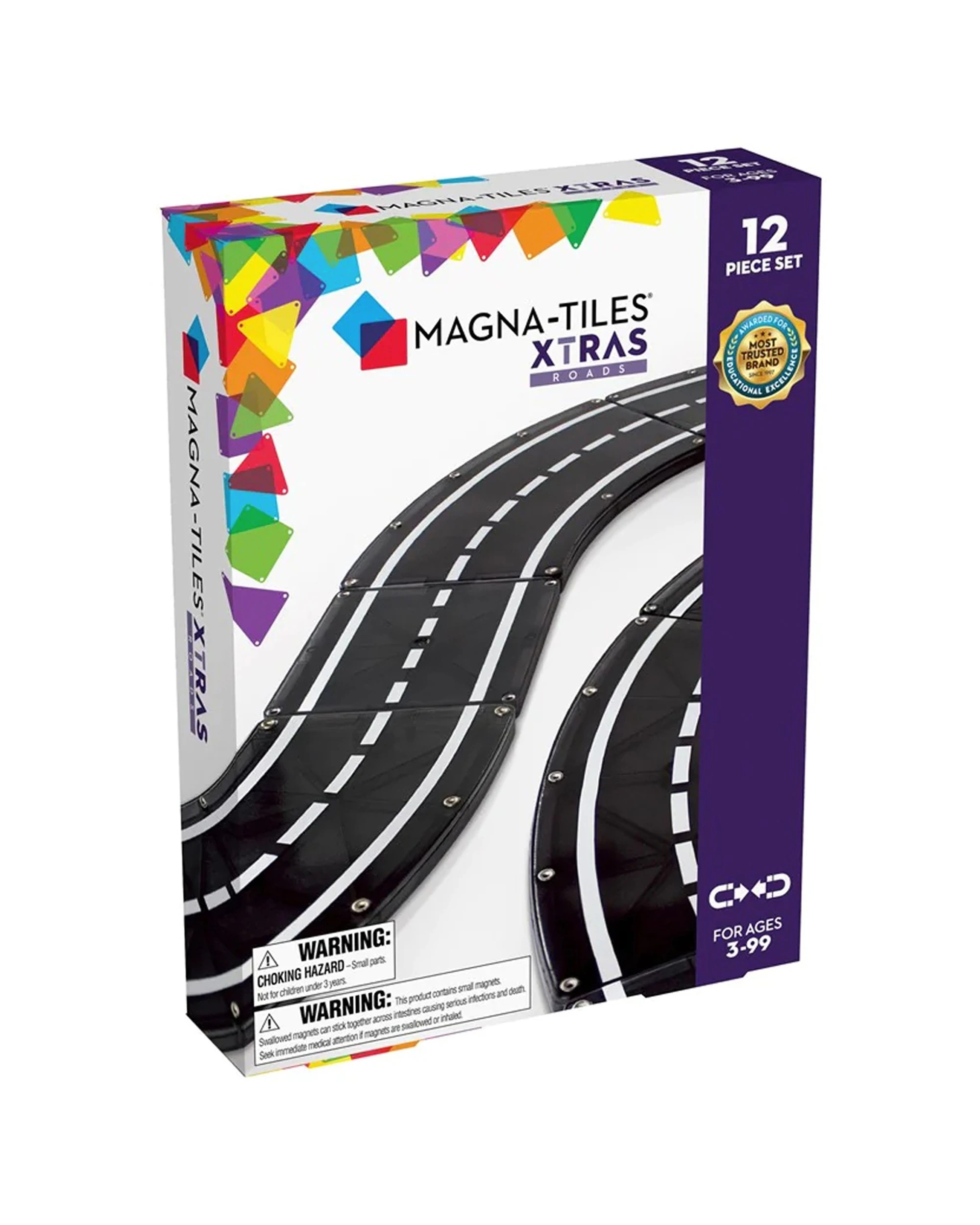 1 Magna-tiles 12pc Xtra Roads Magnetic Construction Toy Set Kids 3 Years Plus - Black, 1 of 3