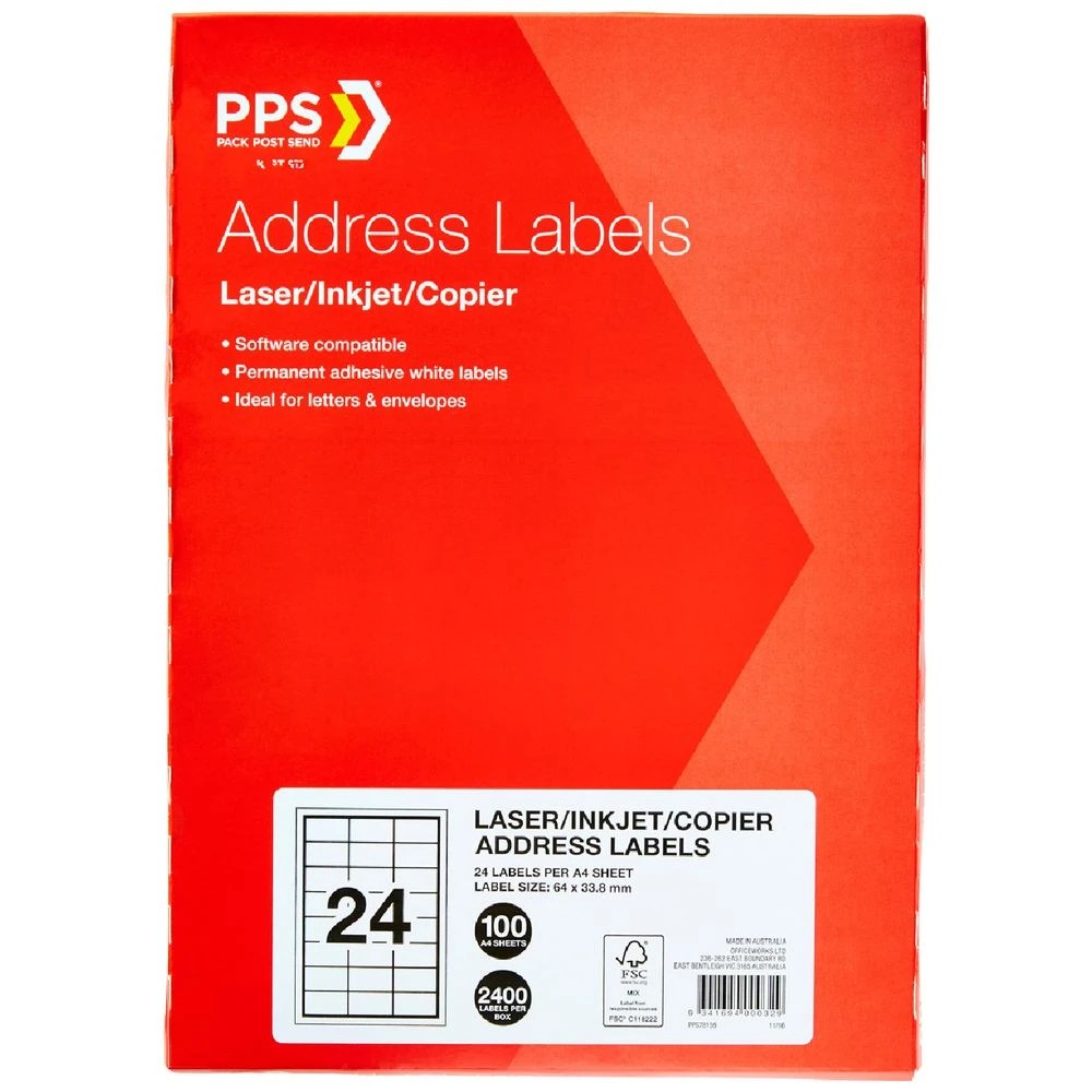 1 PPS Inkjet Laser Address Labels 24UP 100 Sheets, 1 of 3