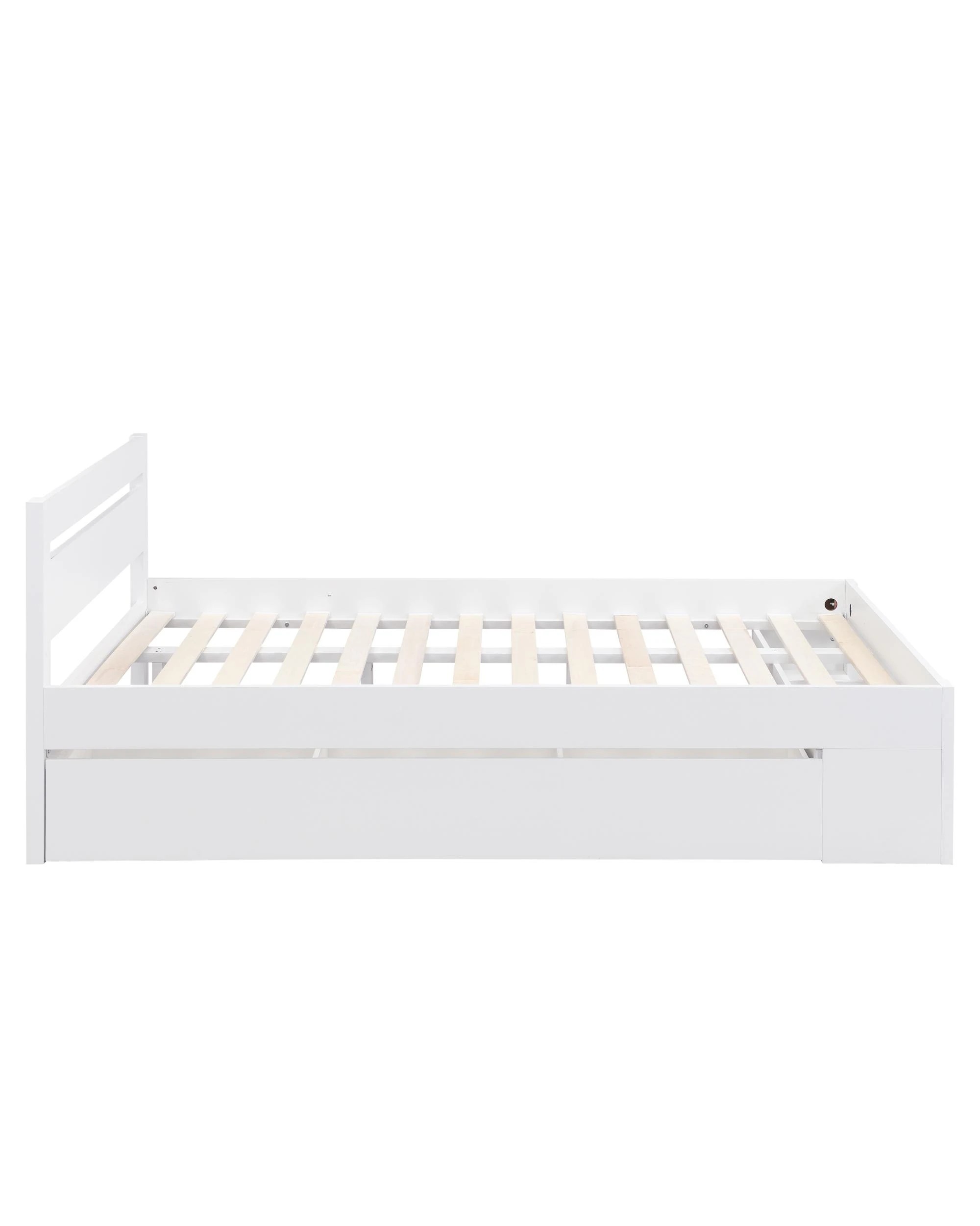 4 Kodu Bed Frame with Open Shelving and Pull Out Storage Double Size - White, 4 of 10
