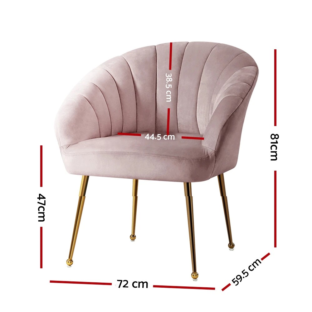 2 Artiss Armchair Velvet  Eloise - Pink, 2 of 5