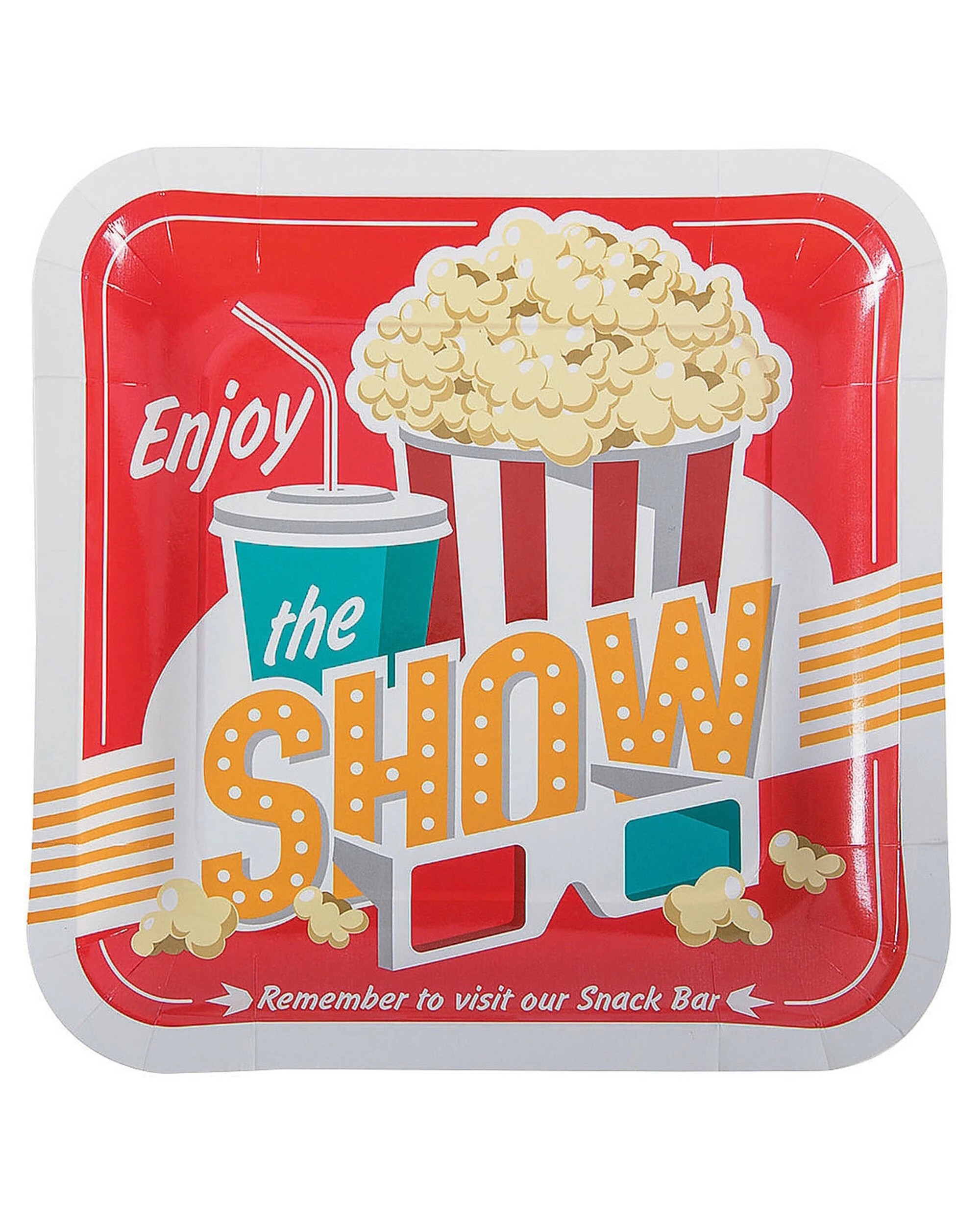 1 Fun Express Movie Party Large Square Paper Plates Pack of 8 - Multi, 1 of 1