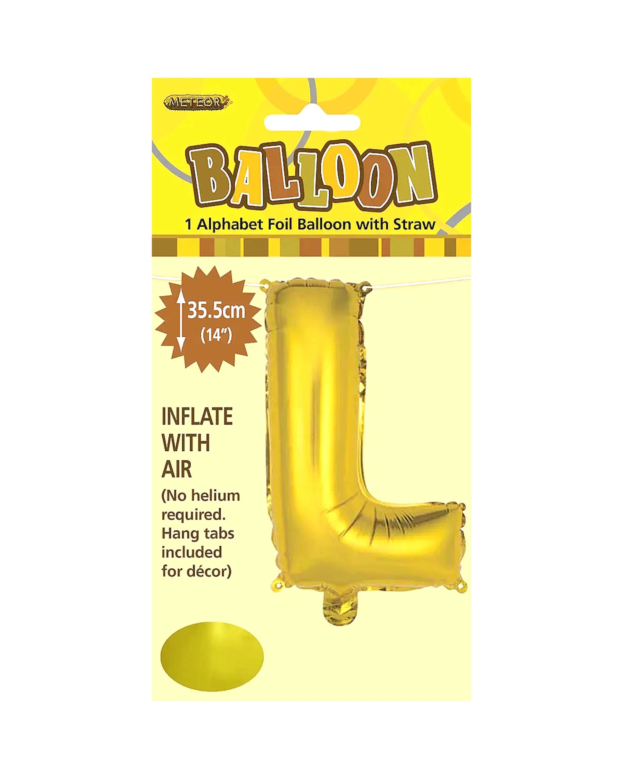 2 Meteor Letter L Foil Air Fill Balloon 35.5cm - Gold, 2 of 2