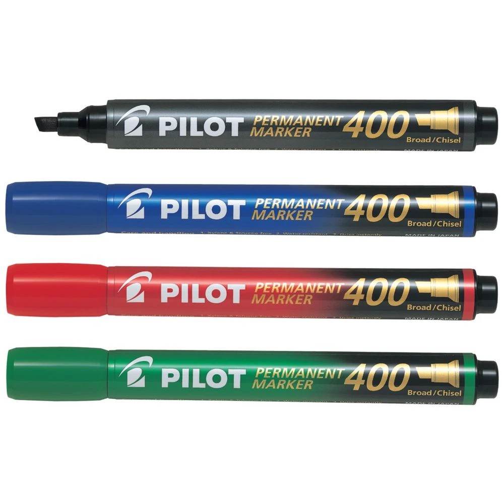 3 PILOT SCA400 Permanent Marker Chisel 1.5-4mm Assorted 4 Pack, 3 of 6