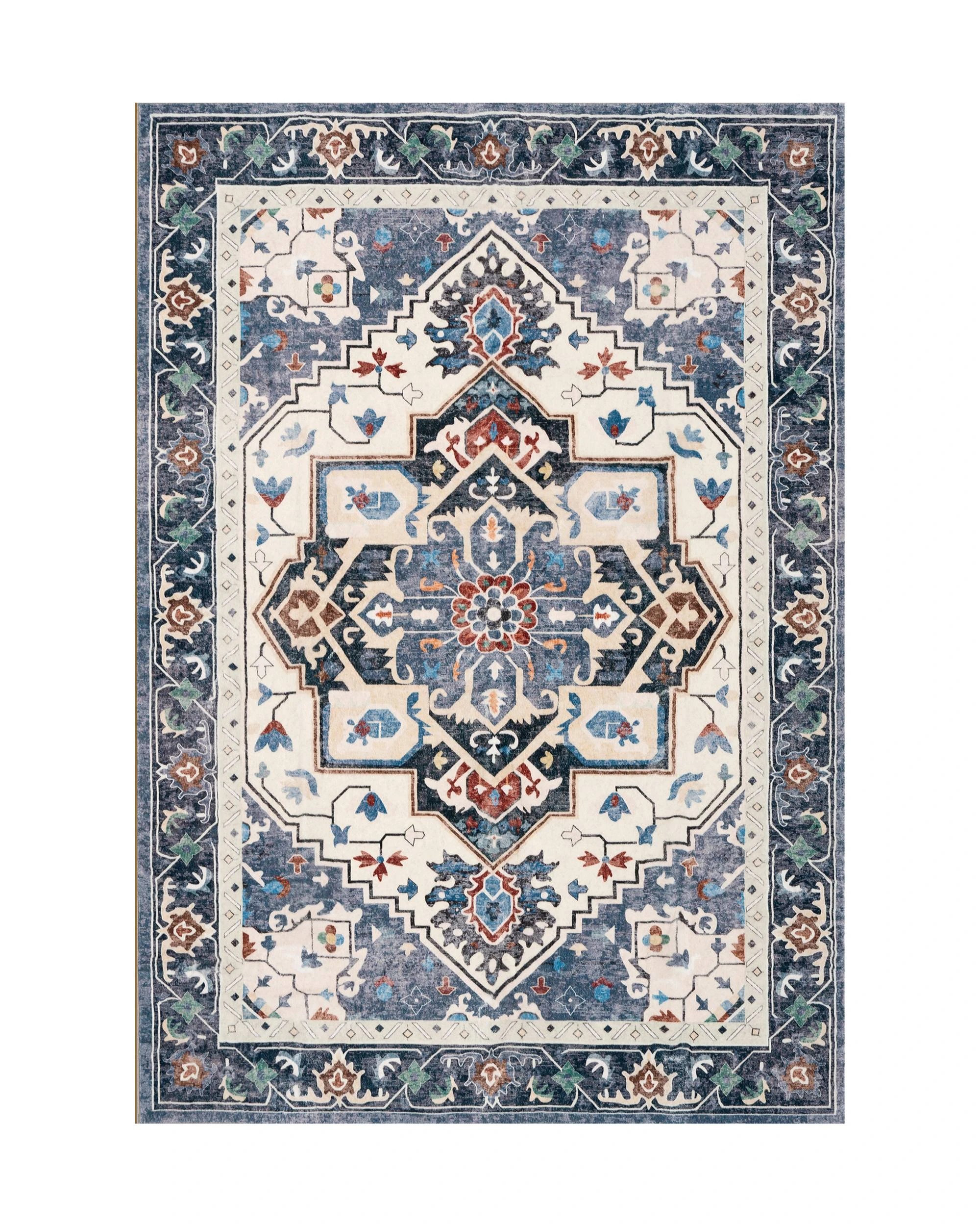 1 ZUNI Floor Rug 160x230CM Machine Washable Modern Area Rug Carpet Short Pile Living Room Blue, 1 of 7