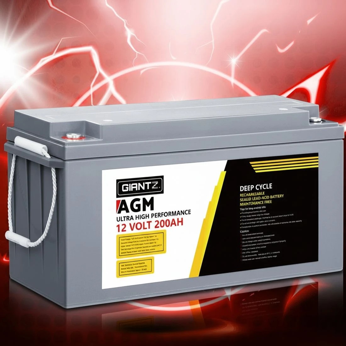 5 Giantz AGM Deep Cycle Battery 12V 200Ah Box Portable Solar Caravan Camping - Grey, 5 of 5