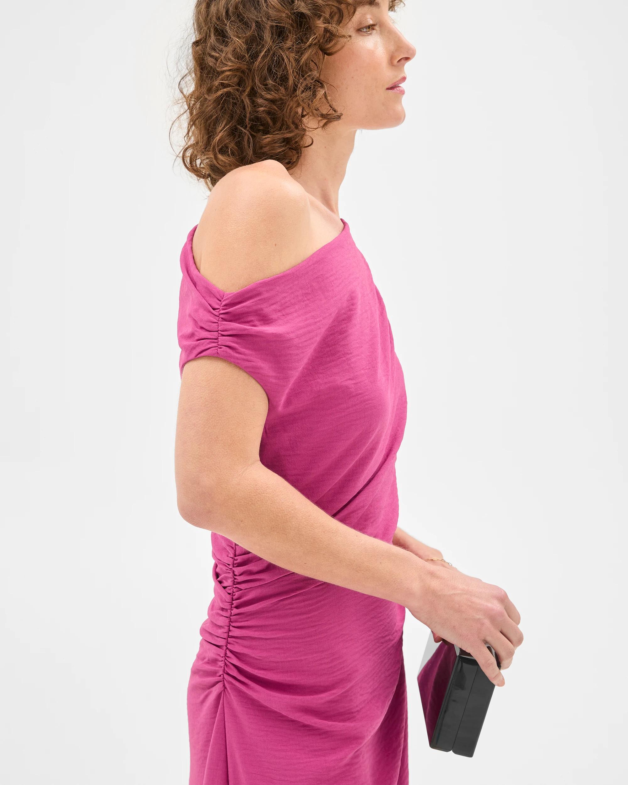 2 Sleeveless Gathered Dress - Preview MAGENTA, 2 of 6