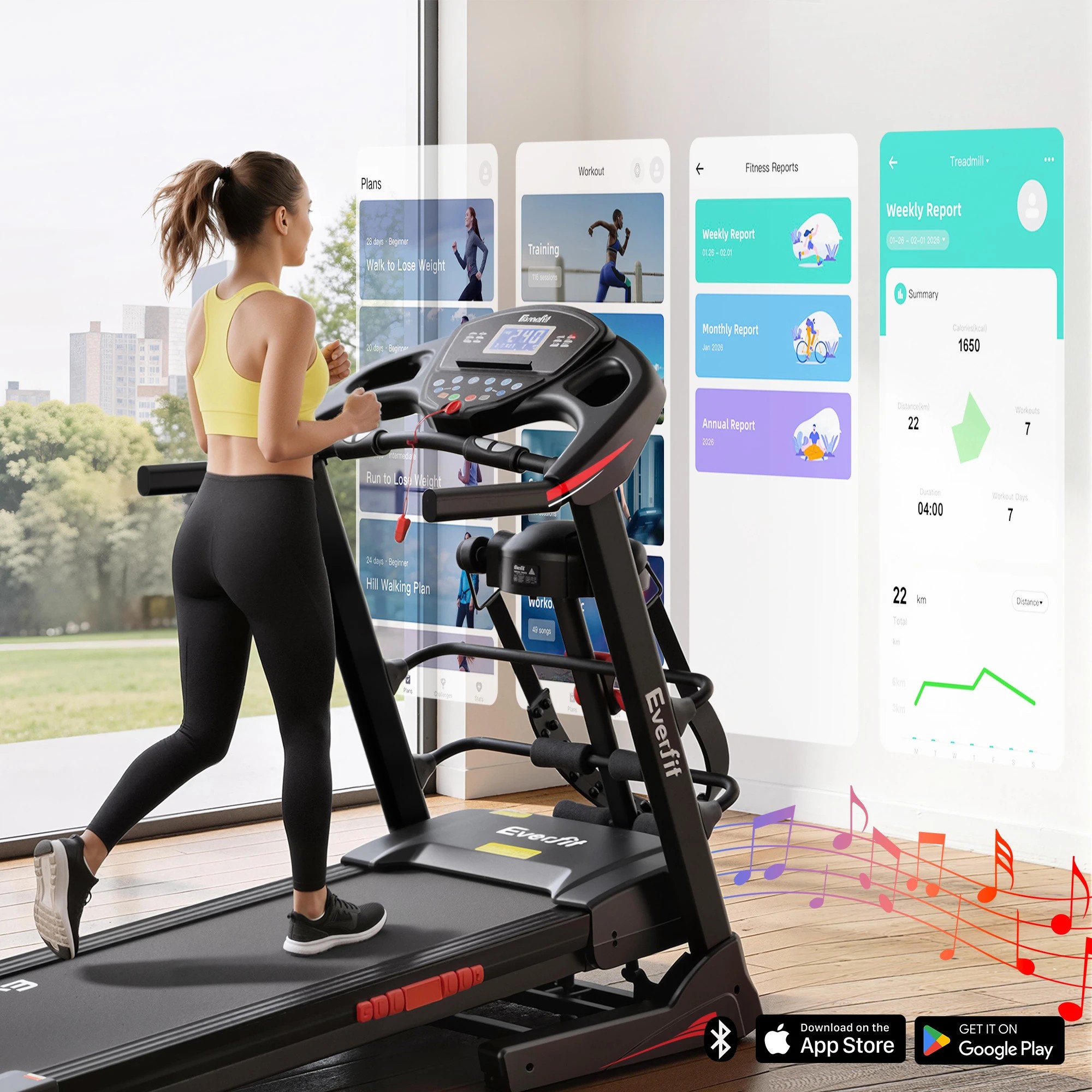 8 Everfit 5 in1 Treadmill Electric Home Gym Fitness Exercise Machine w/ Massager 480mm, 8 of 10