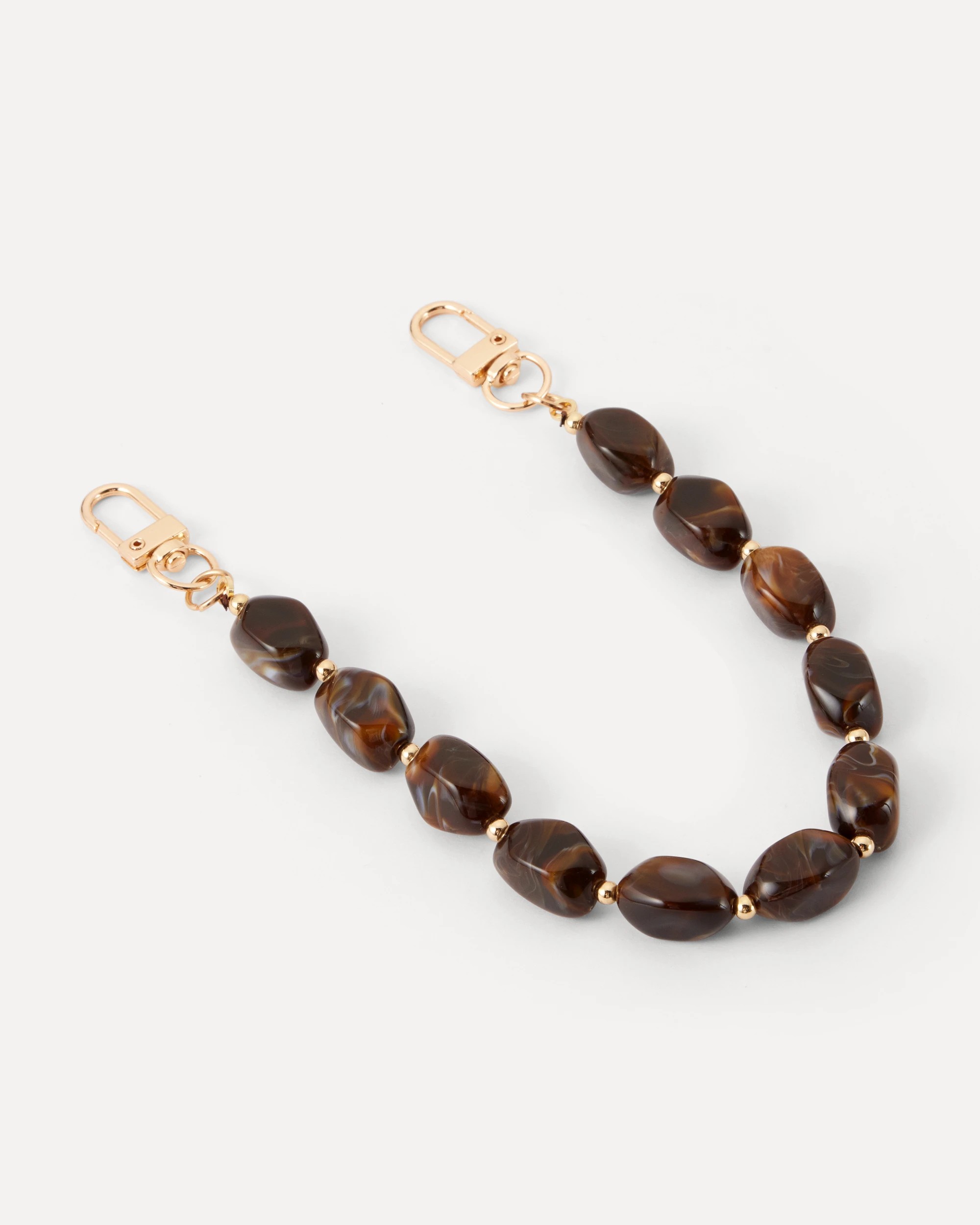1 Bead Chain Charm Keyring - Brown and Gold Tone, 1 of 4