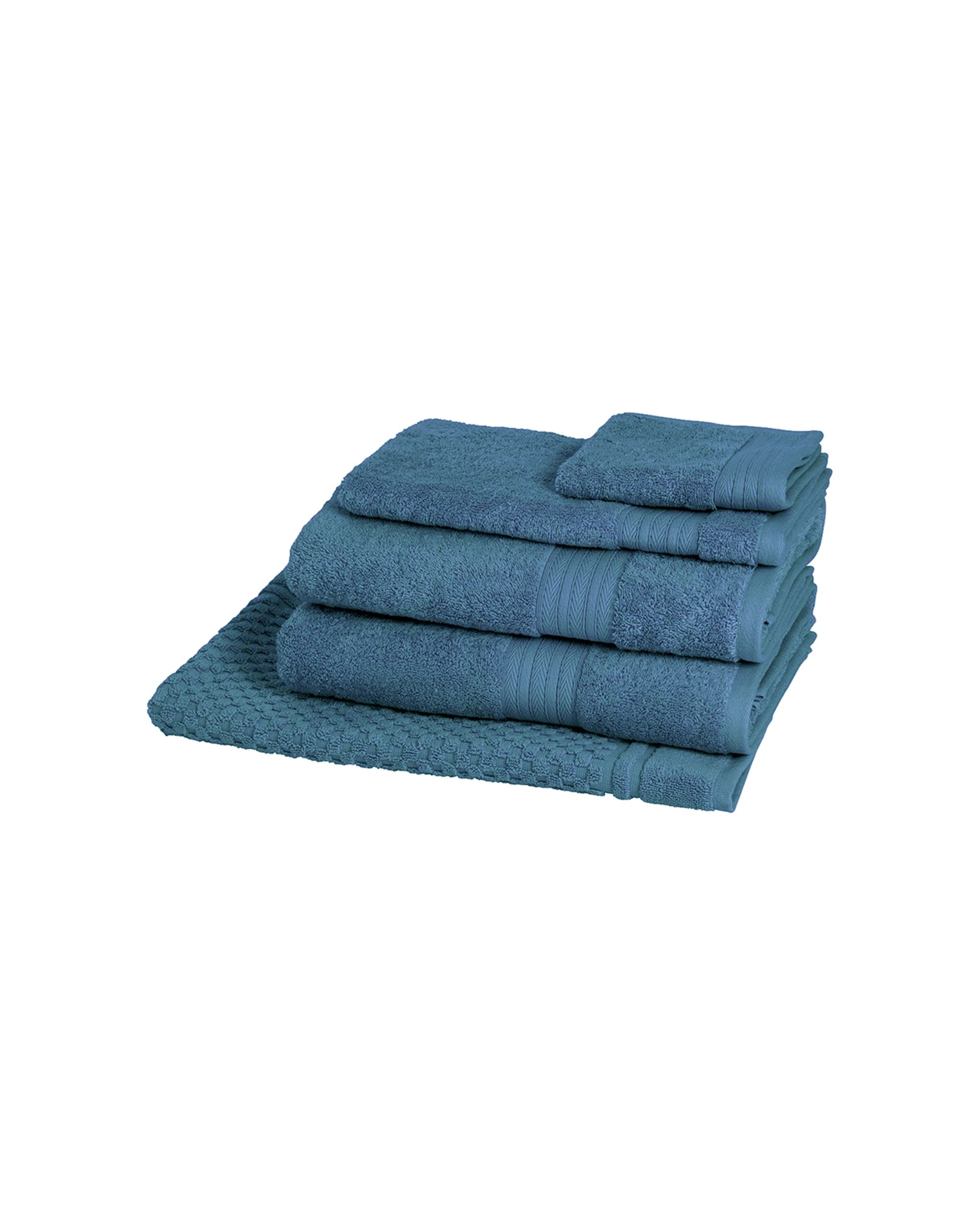 1 Sheraton Luxury 5pc Egyptian Cotton Towel Pack Bath Hand Mat Face Washer Coast
 - Blue, 1 of 3