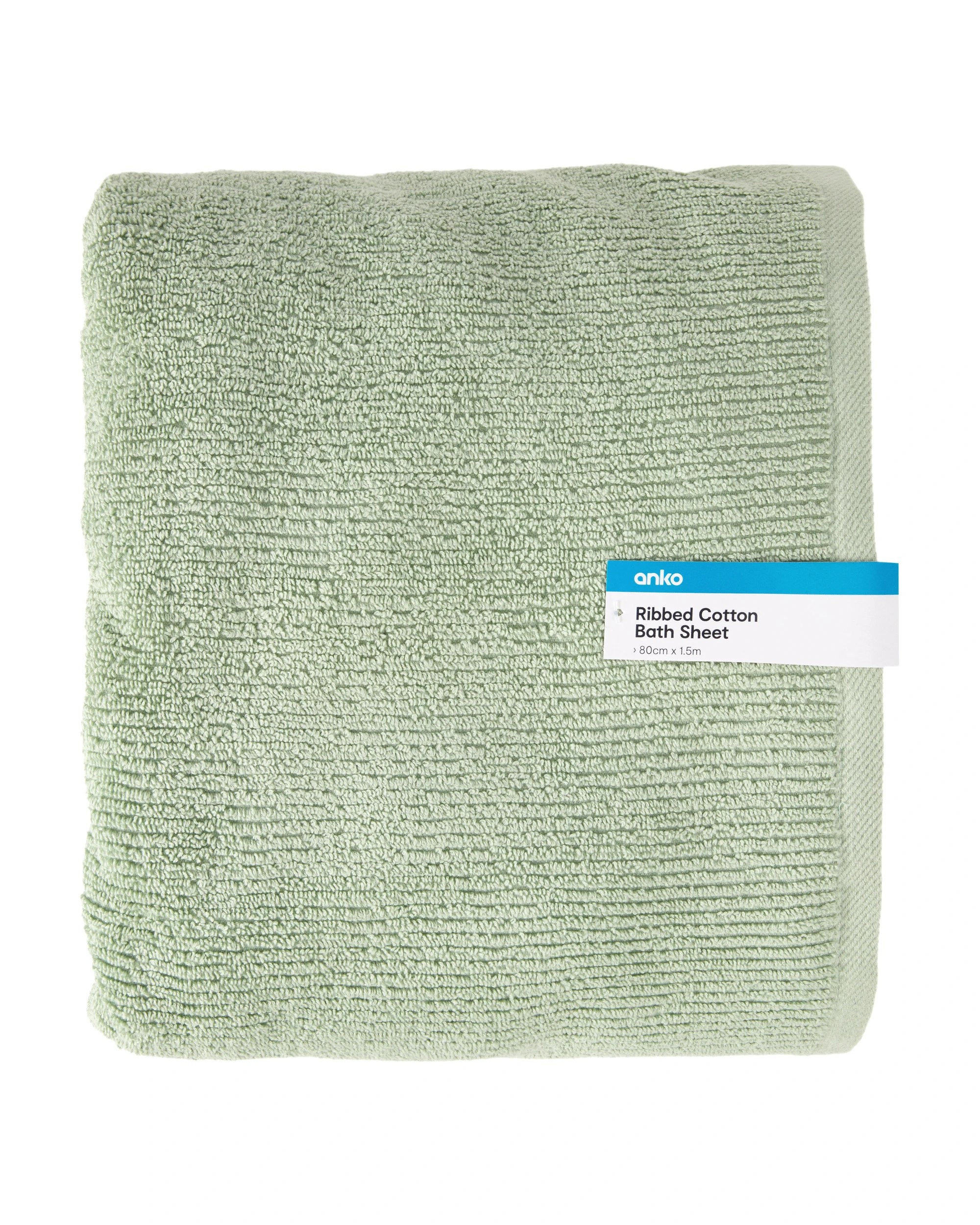 5 Ribbed Cotton Bath Sheet - Green, 5 of 5