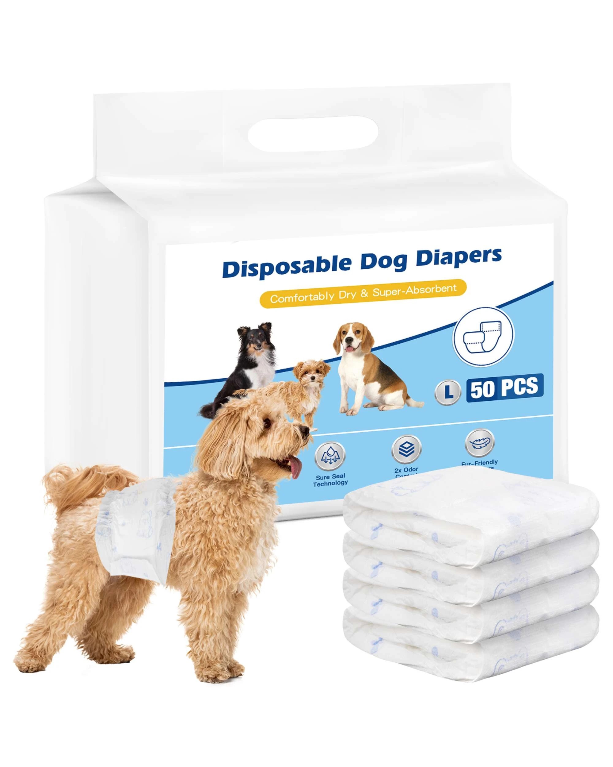 1 Advwin 50 Pack Male Dog Puppy Pet Diapers Dog Nappies--L, 1 of 8