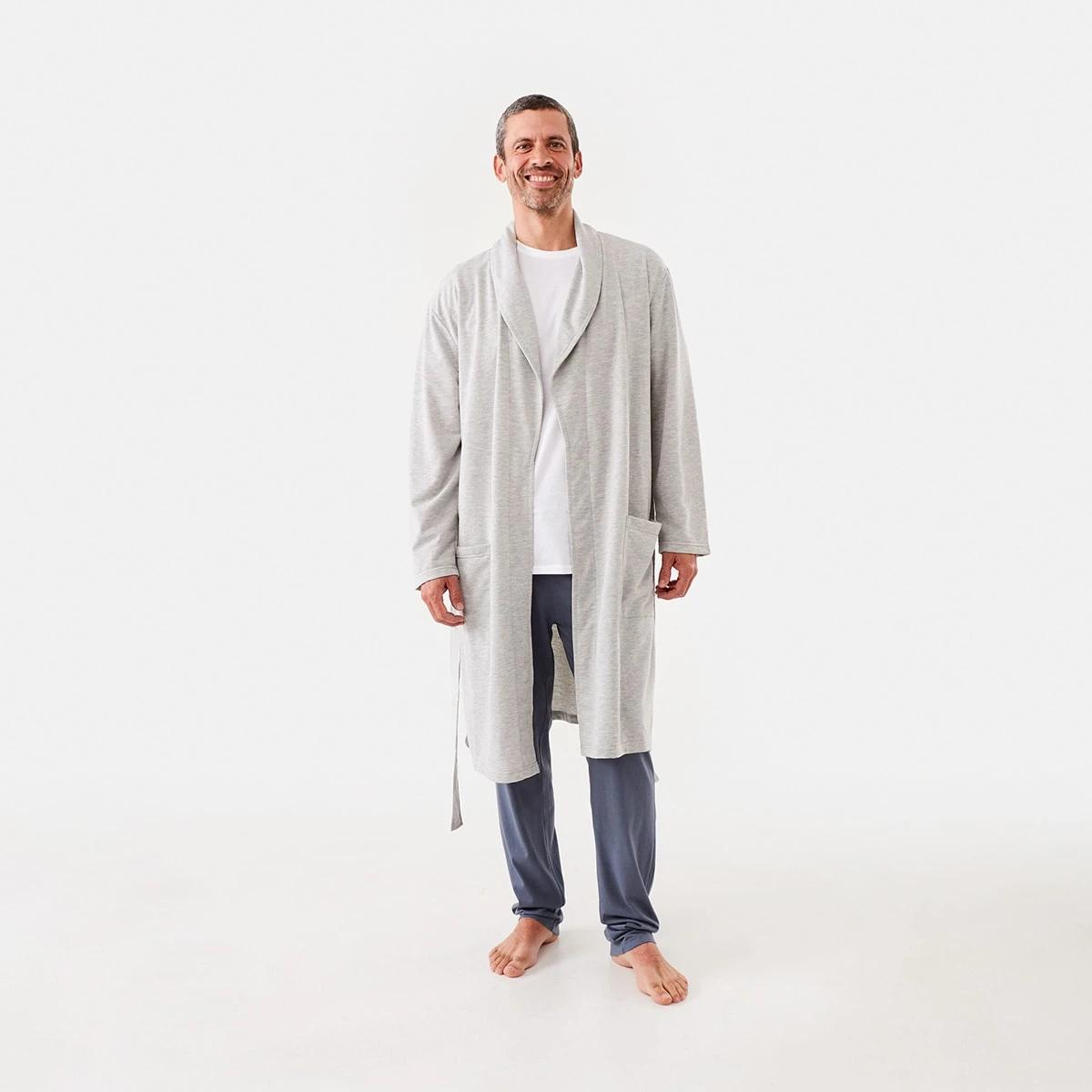 1 Lightweight Dressing Gown Grey Marle, 1 of 8