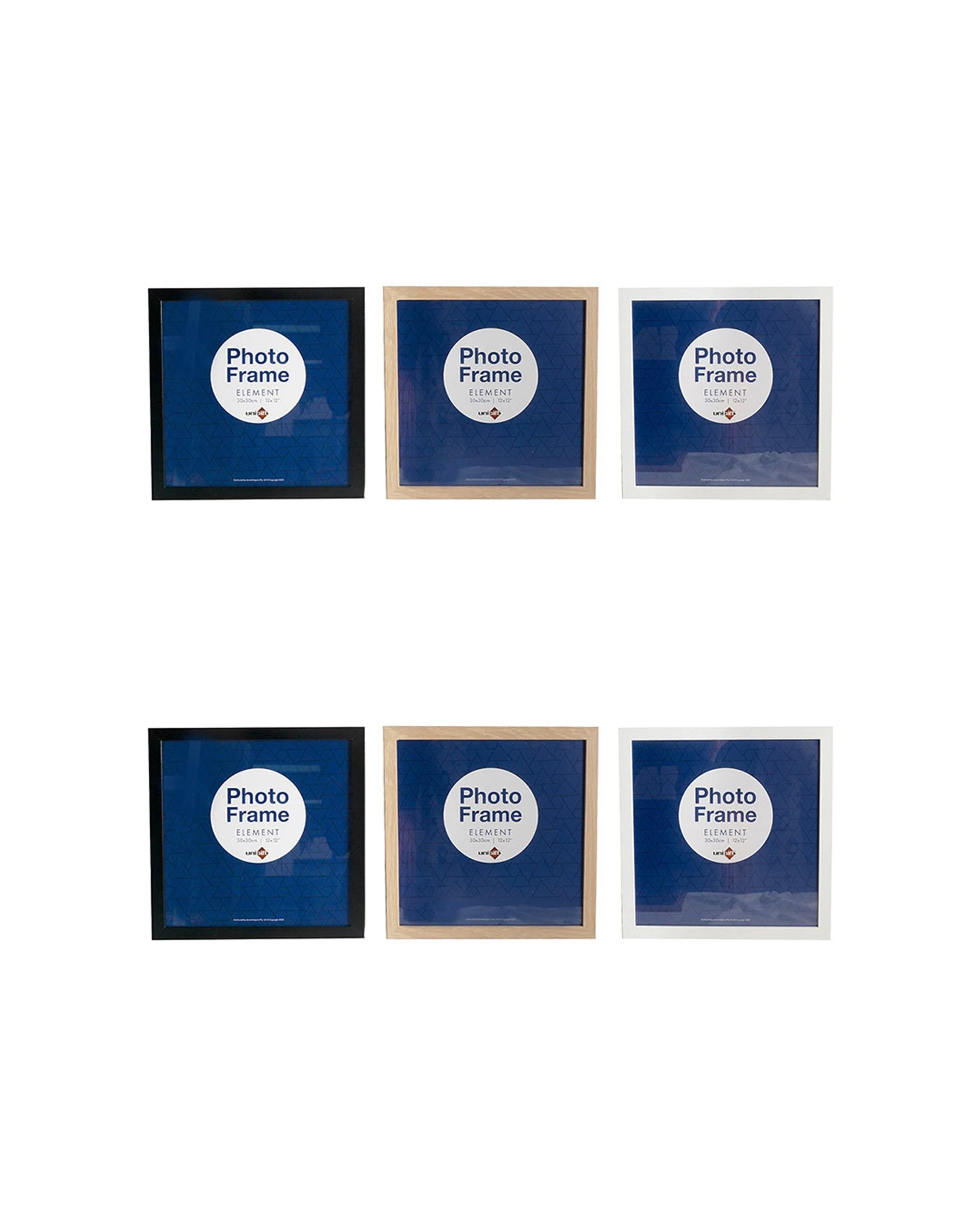 1 Unigift 6pk Element MDF Glass Picture Frame 30x30cm - Multi, 1 of 3