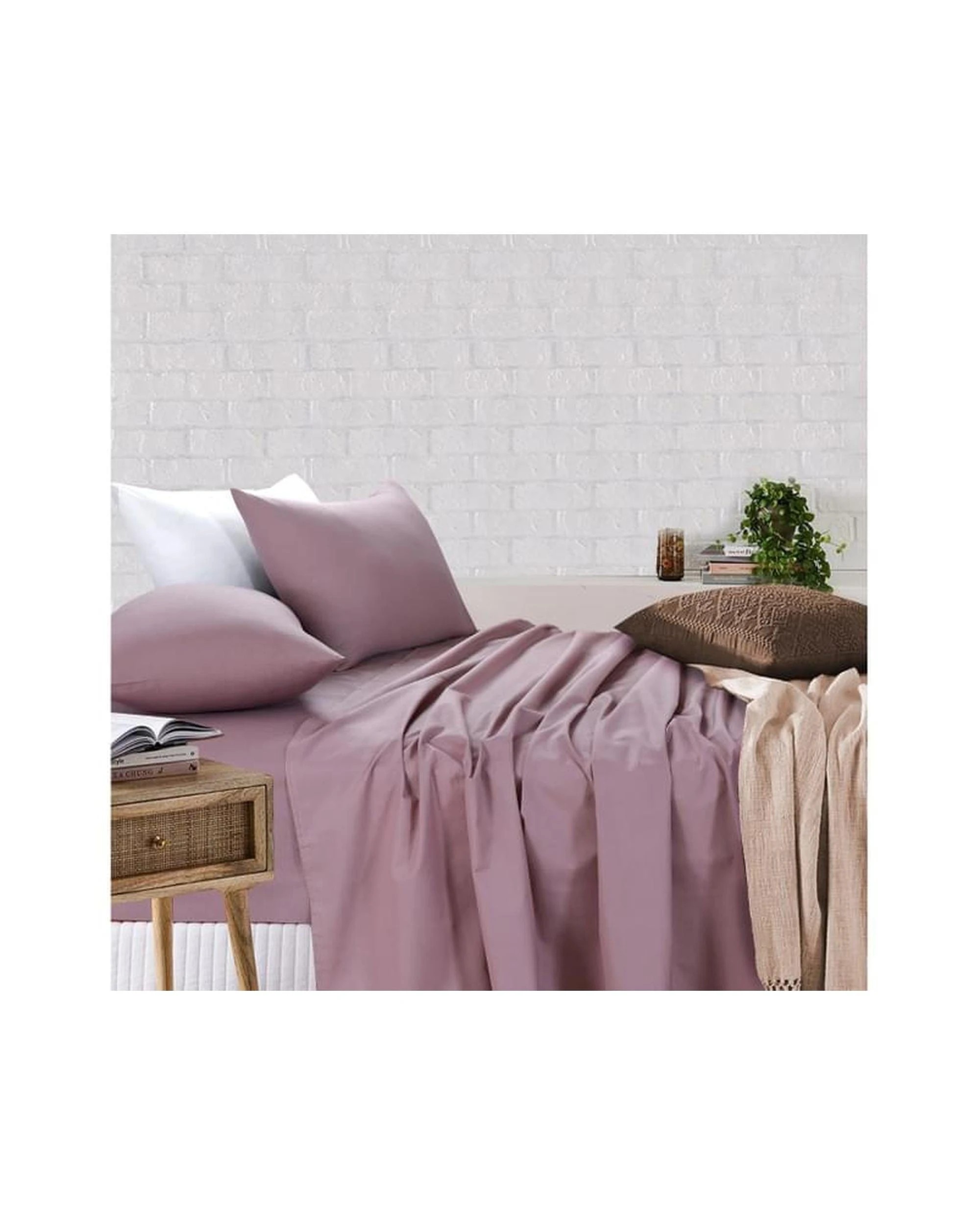 1 Amsons Royale Cotton Sheet Set Fitted Flat Sheet With Pillowcases - King Single Bed - Pink, 1 of 1