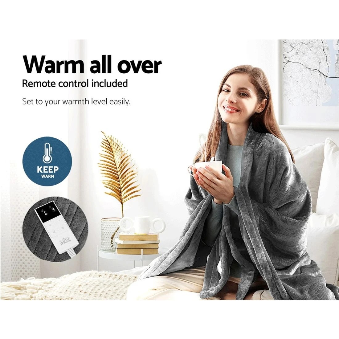 5 Giselle Electric Throw Rug Heated Blanket Fleece - Silver, 5 of 10