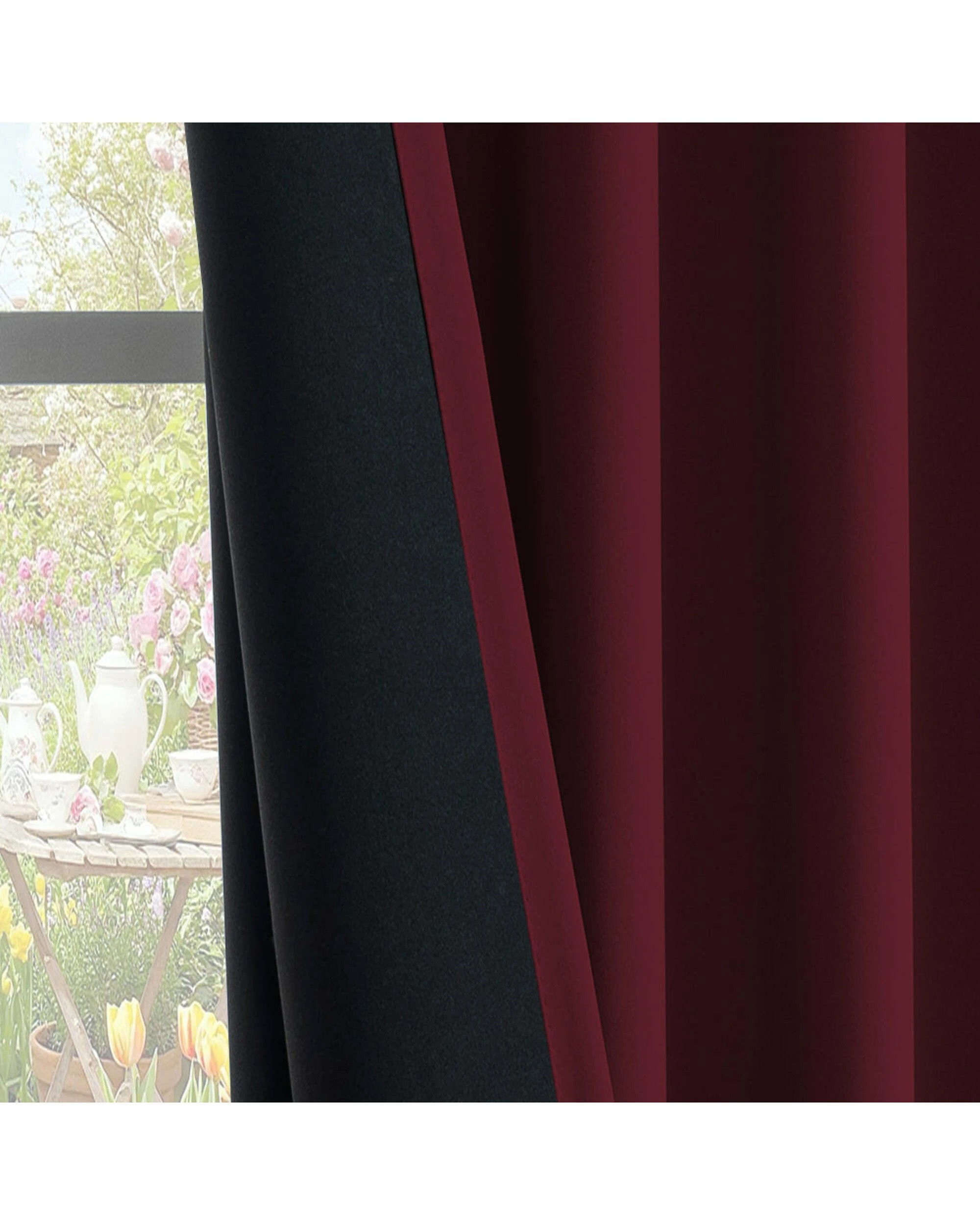 3 Smarcute Blockout Grommet Curtain with Black Liner Backing - 2X 132x213cm - Burgundy, 3 of 4