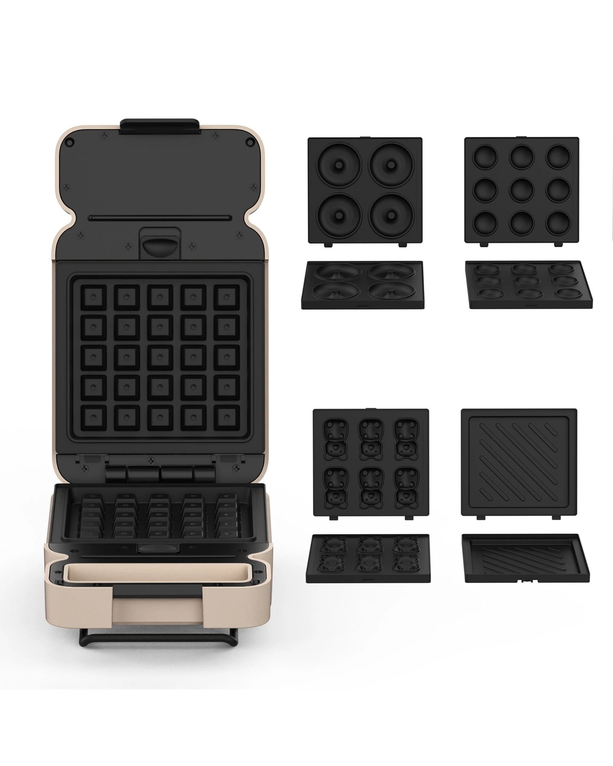 1 Advwin Waffle Maker with 10 Detachable Plates - Beige, 1 of 5