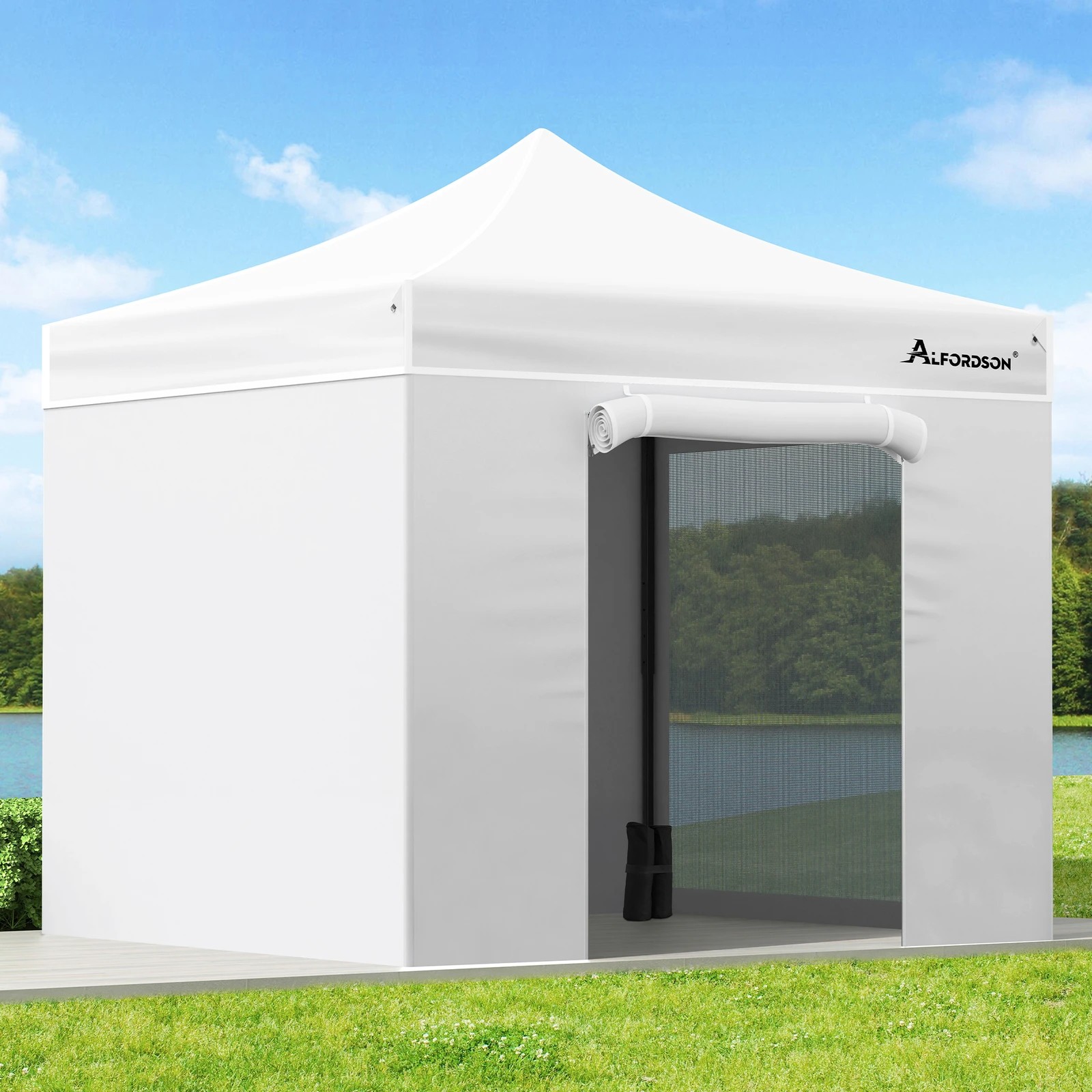 2 Alfordson Gazebo 3x3m Pop Up Marquee 600D Oxford Folding Camping Tent - White, 2 of 9