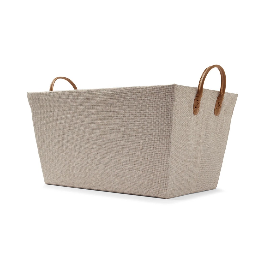 5 Linen Look Tapered Rectangle Basket - White and Beige, 5 of 8