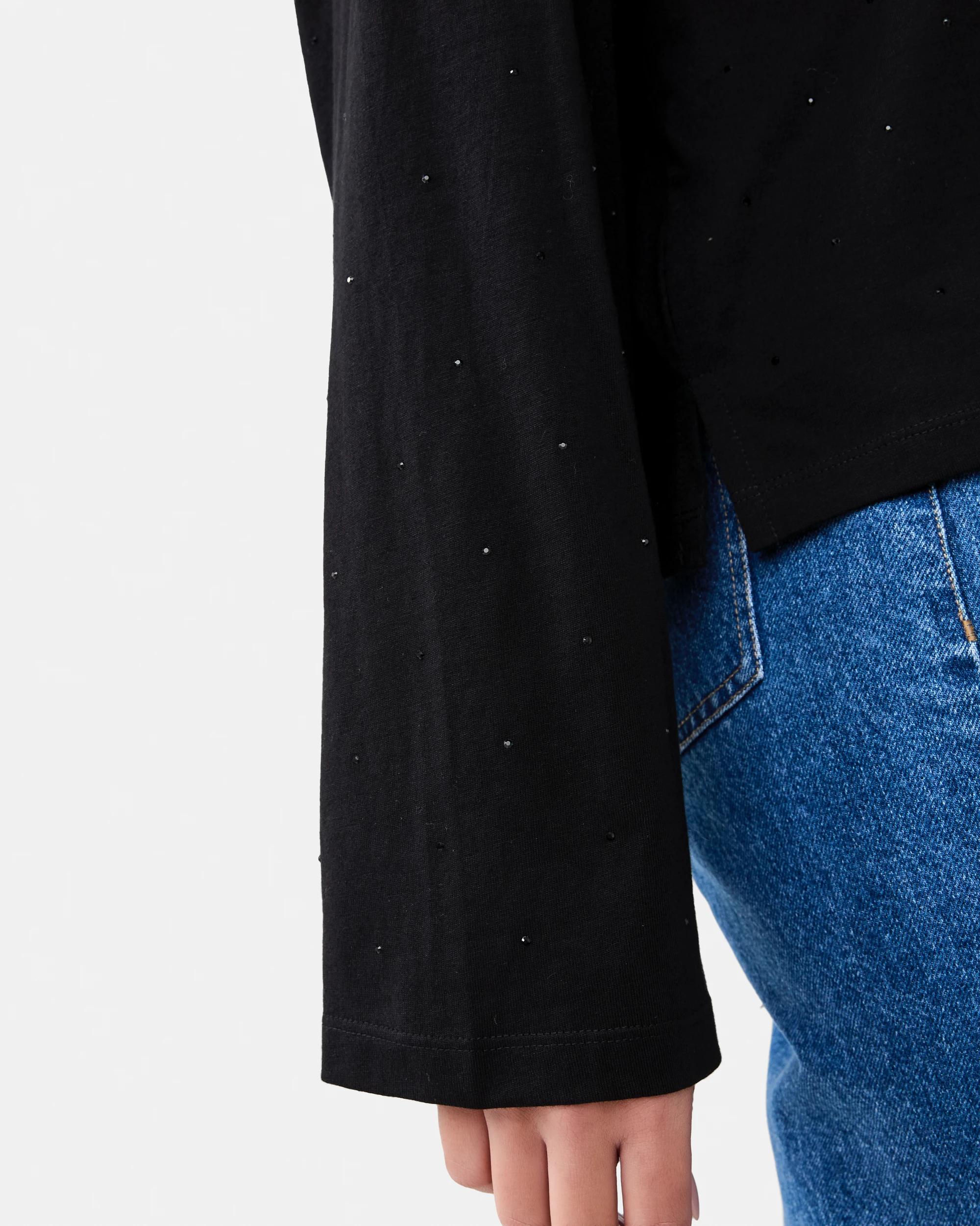 7 Long Sleeve Embellished T-shirt Black, 7 of 7