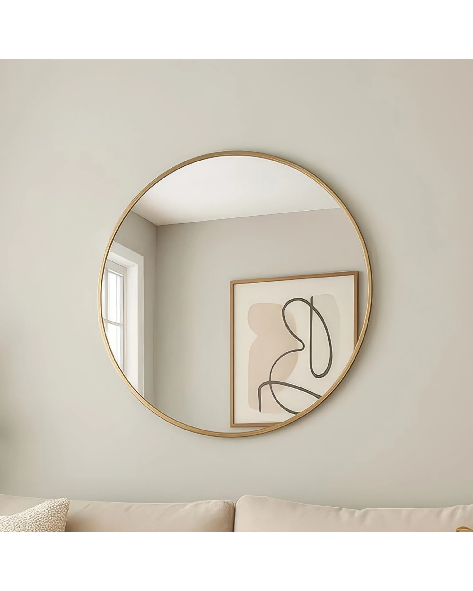 8 Urban Style Reflections Round Mirror Contemporary Home Decor 80cm - Gold, 8 of 9