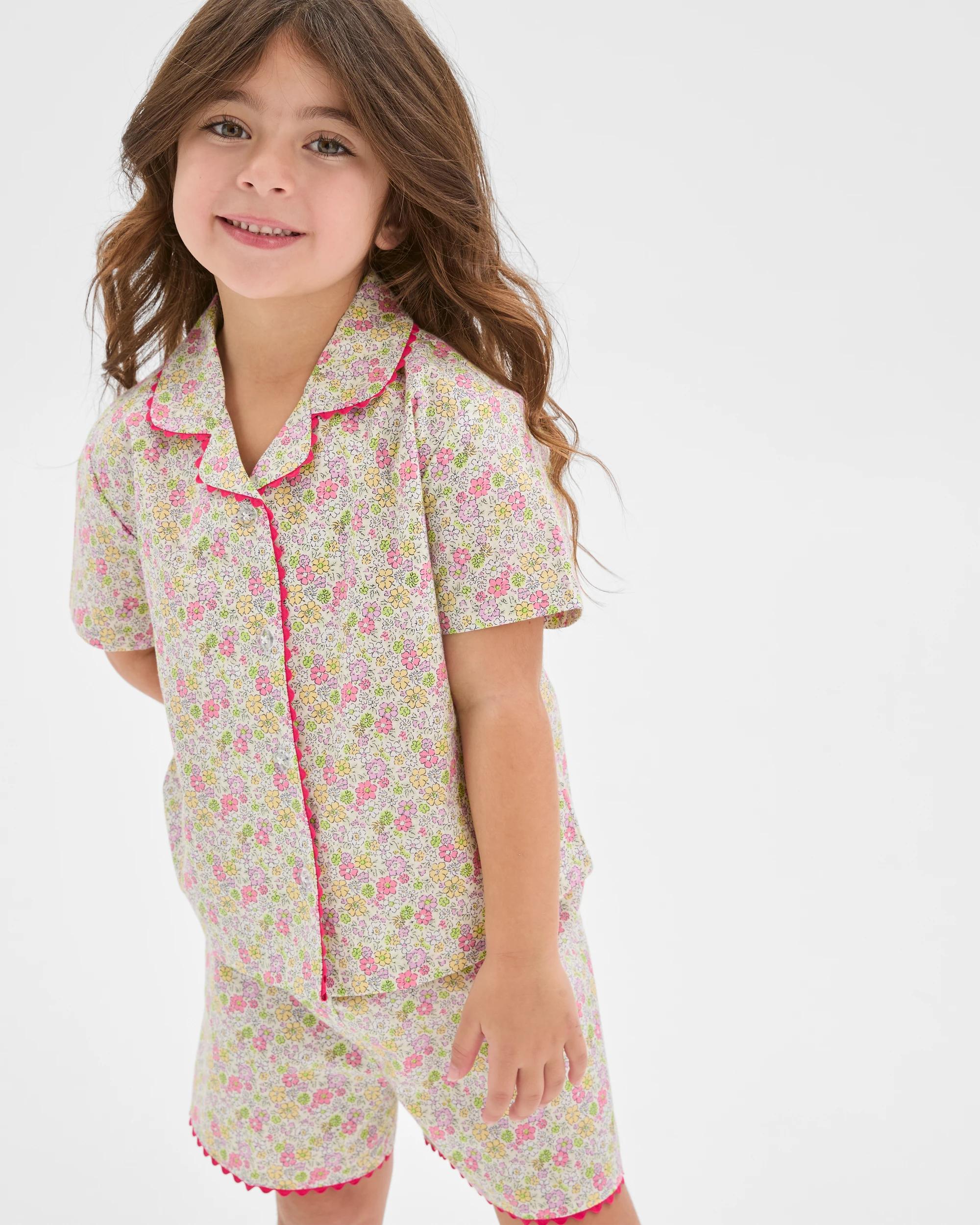 2 Target Kids Australian Cotton Younger Girls Ric Rac Shorts Pyjama Set FLORAL, 2 of 7