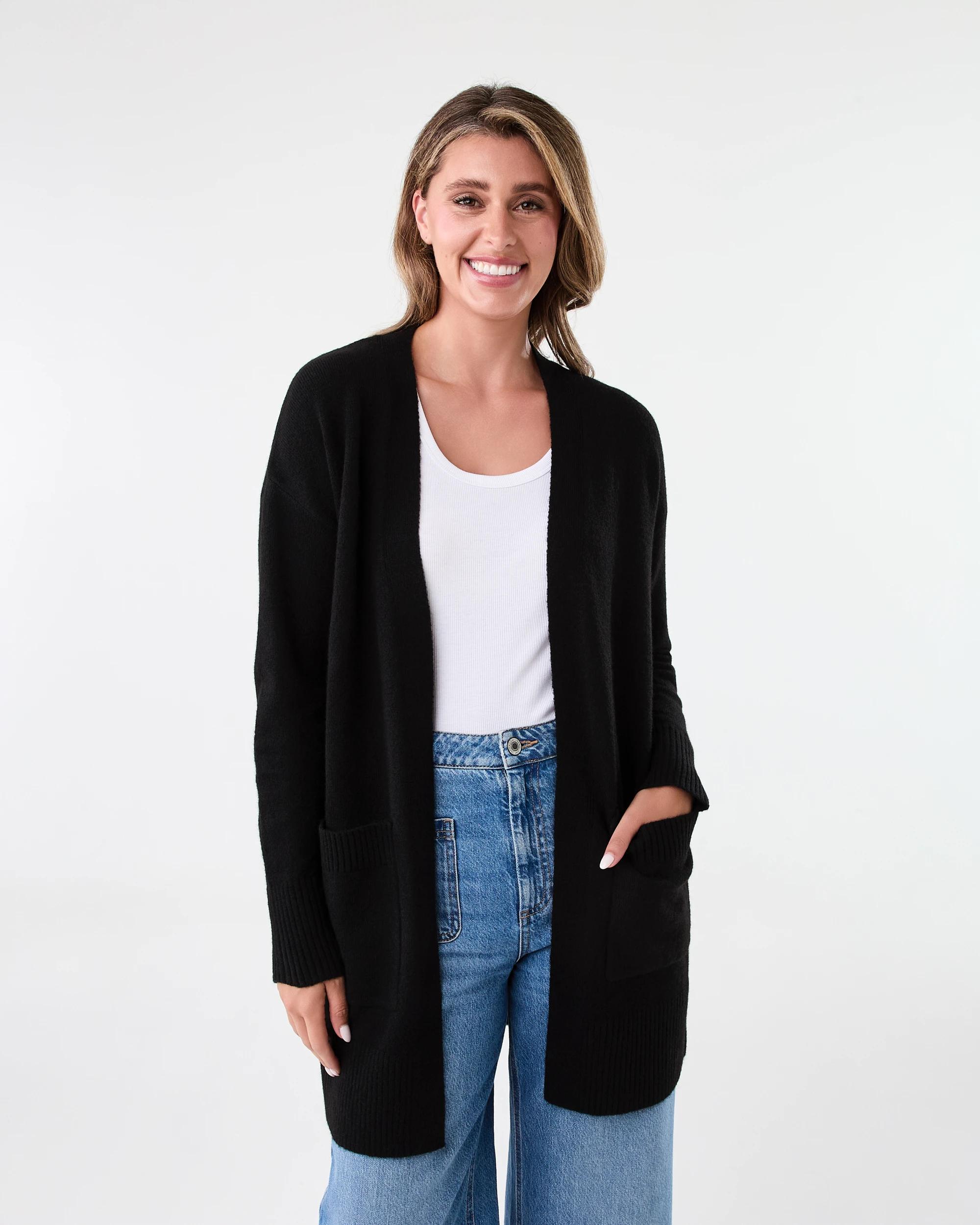 1 Mid Length Cardigan Black, 1 of 5
