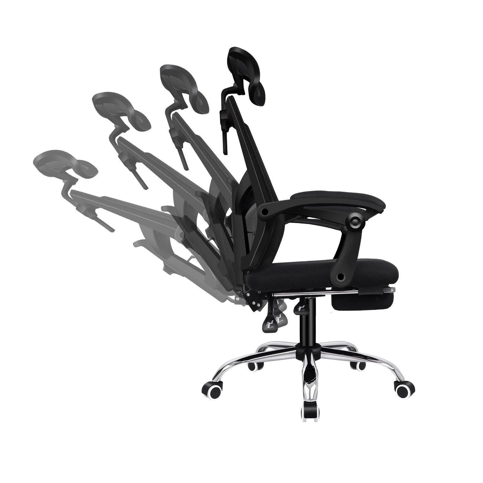 5 Alfordson Mesh Office Chair Gaming Executive Fabric Seat Racing Footrest Recline - Black, 5 of 10
