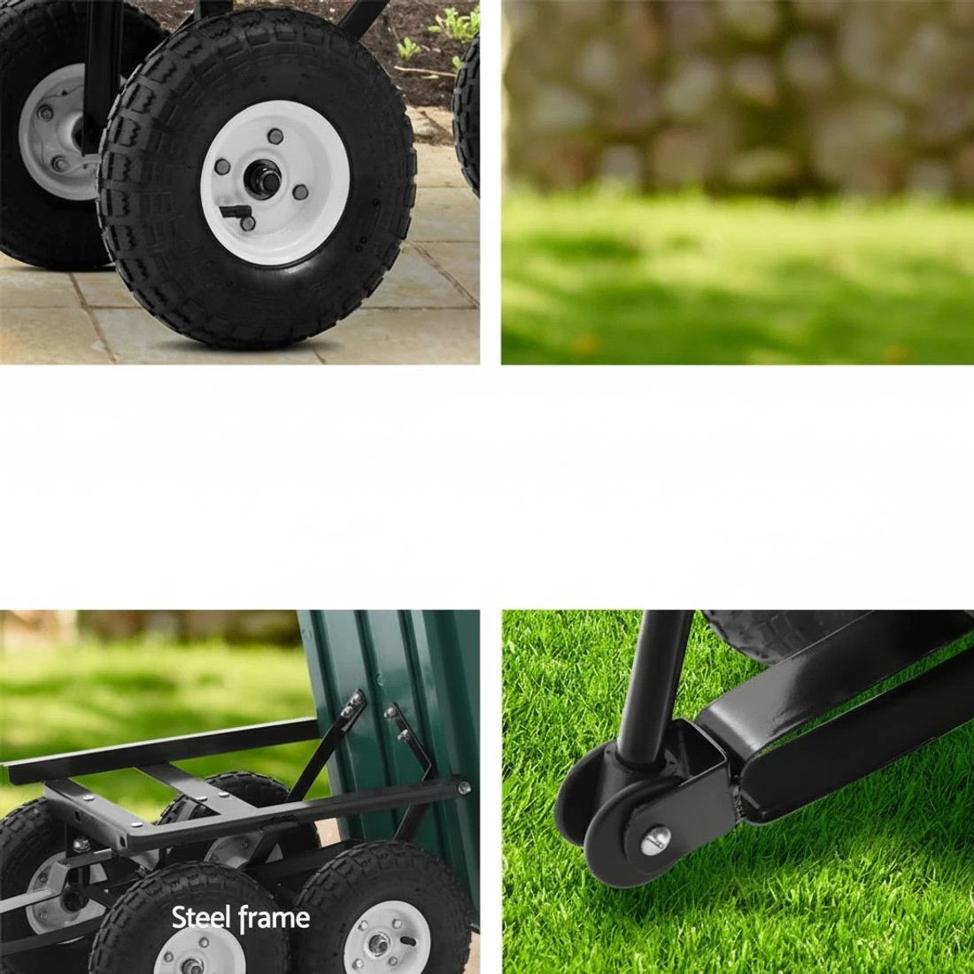 5 Gardeon Garden Cart Dump 270kg Hand Trailer Trolley Wagon Wheelbarrow Pull 75L - Green, 5 of 9