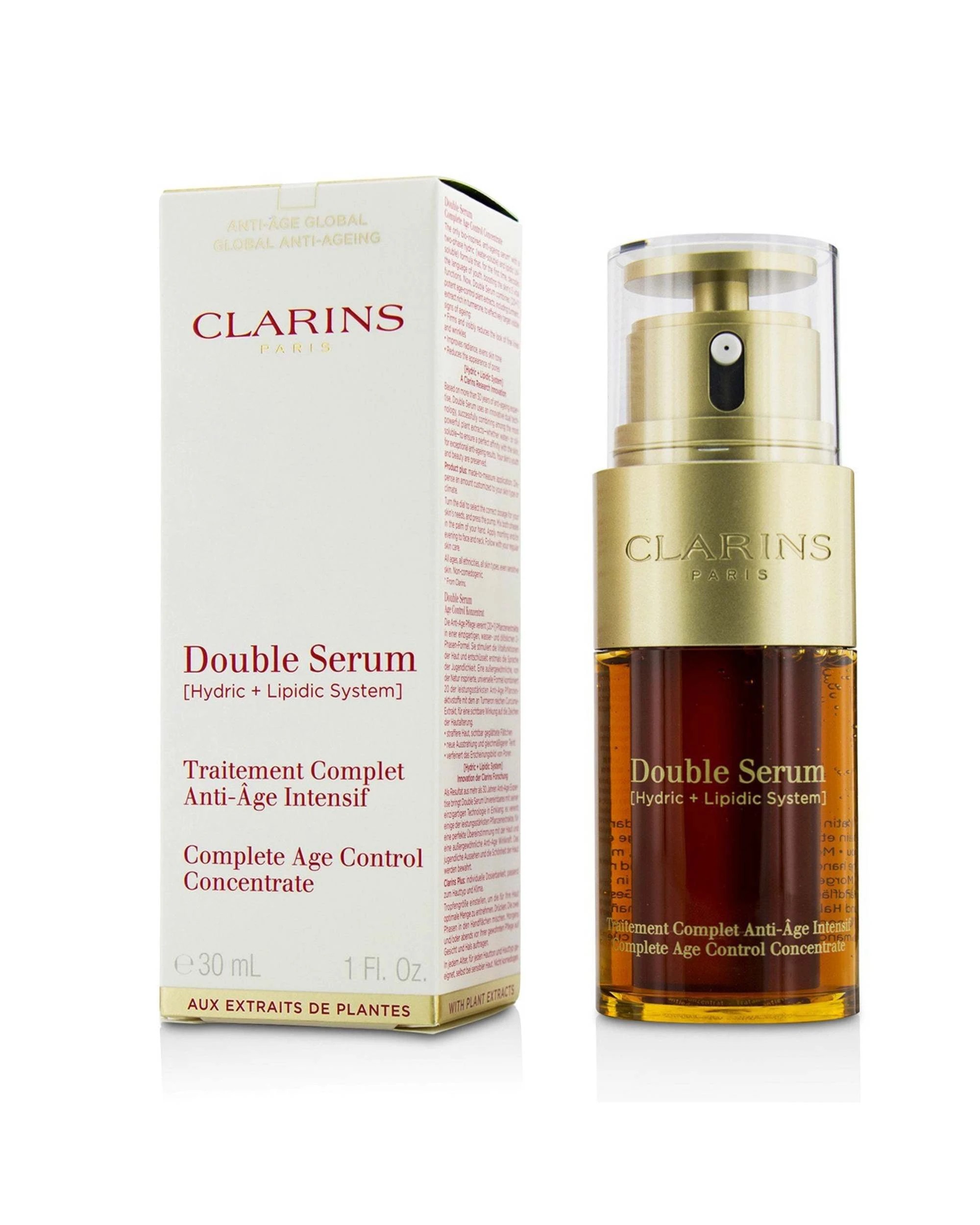 3 Clarins Double Serum (Hydric + Lipidic System) Complete Age Control Concentrate 50ml/1.6oz, 3 of 4
