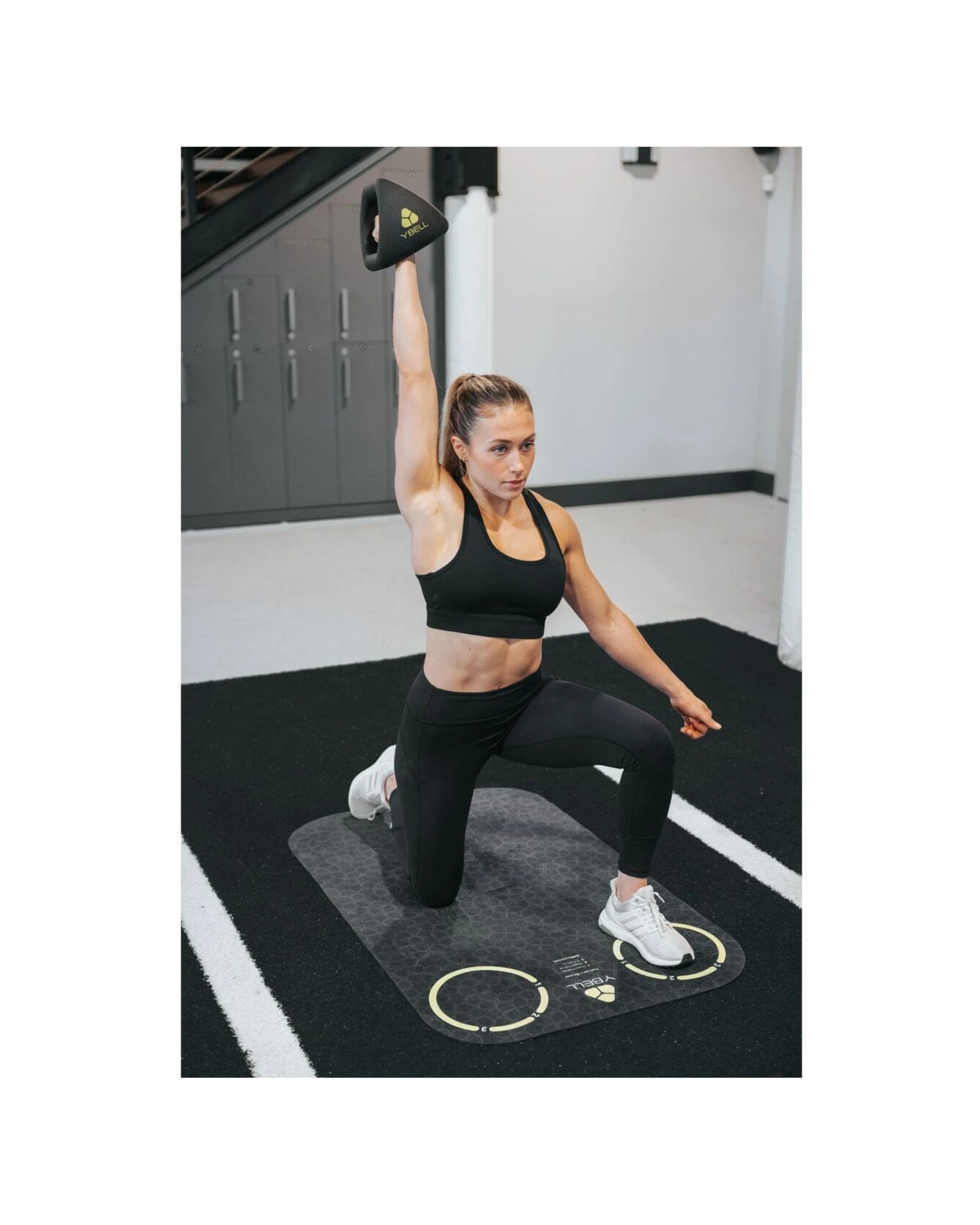 4 YBELL Exercise Mat 111cm Non-Slip Home Gym Yoga HIIT Polyester Suede Top - Black, 4 of 5