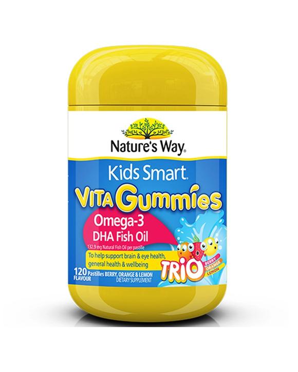 Nature's Way 120pc Kids Smart Vita Gummies Omega 3 & DHS Fish Oil Trio Supplement