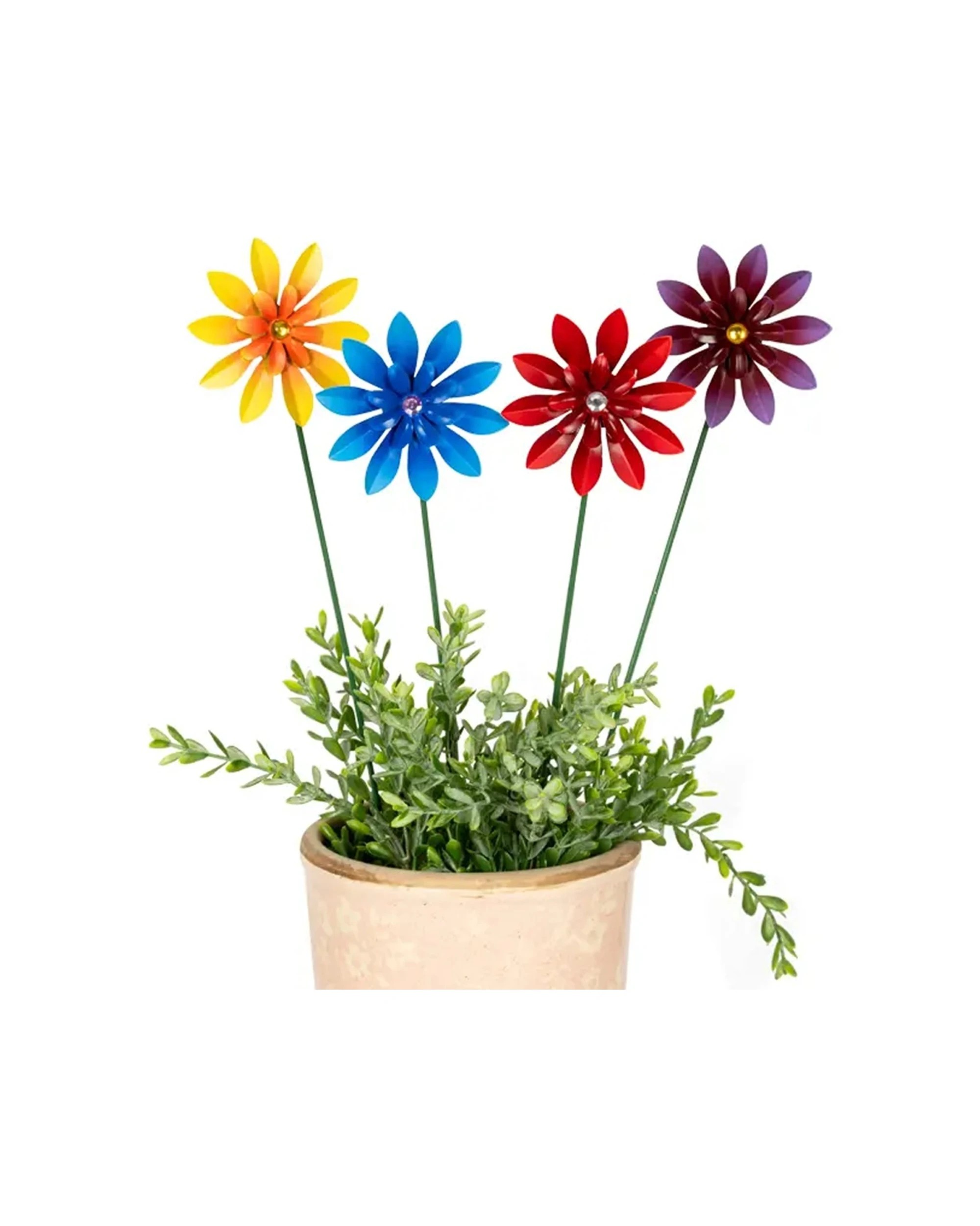 Alfresco 4PK Daisy Metal Sticks Decorative Garden Ornaments - Multi - Kmart