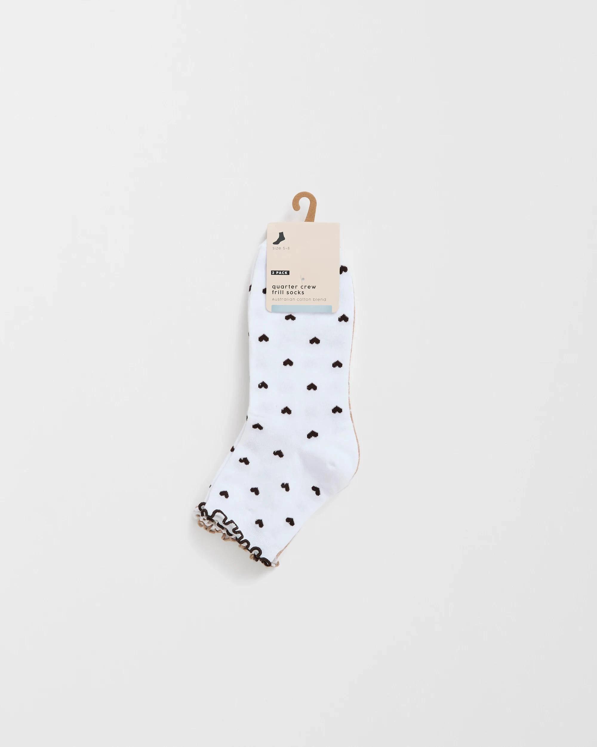 3 Target Woman Australian Cotton Blend 3 Pack Crew Socks with Frill NEUTRAL, 3 of 3