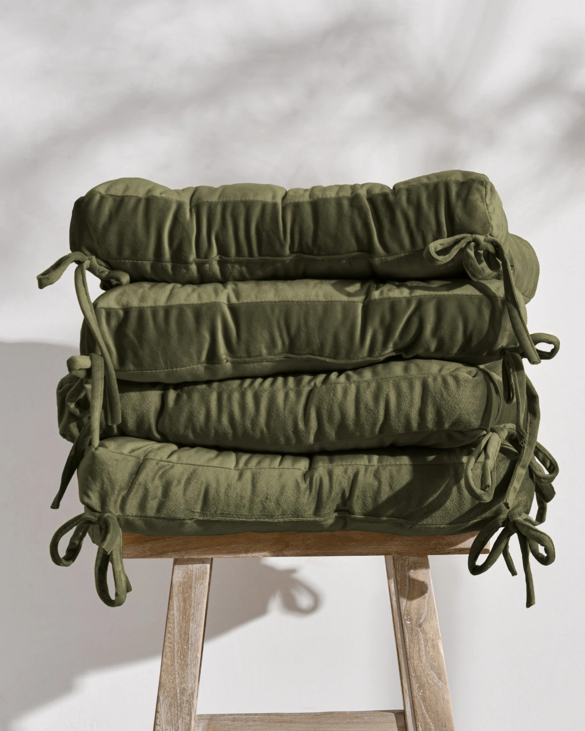 4 Cadence & Co. Vivienne Velvet Seat Cushion 4 Pack - Olive, 4 of 7