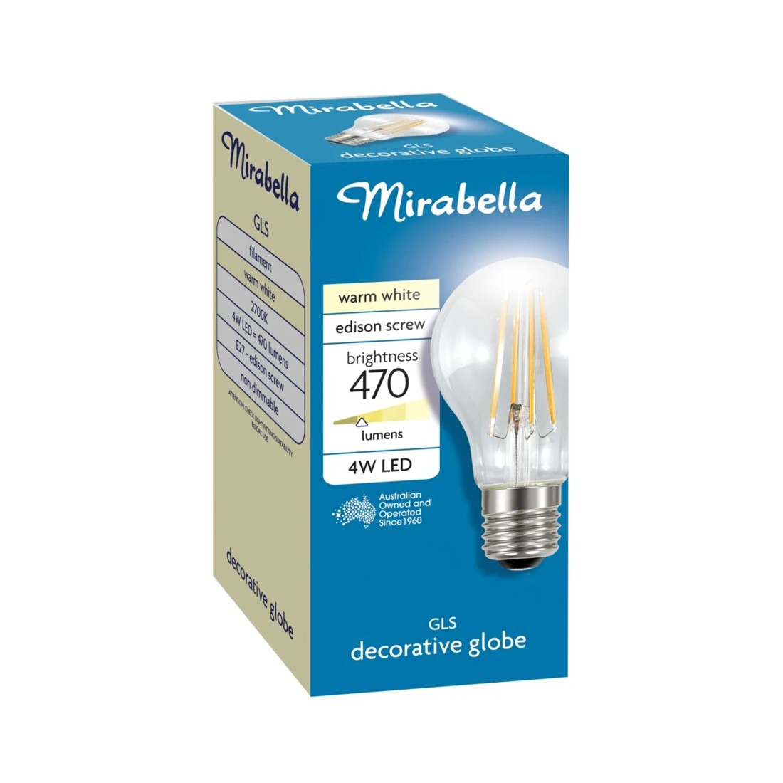 2 Mirabella 4W LED Filament Warm White GLS Globe, 2 of 6