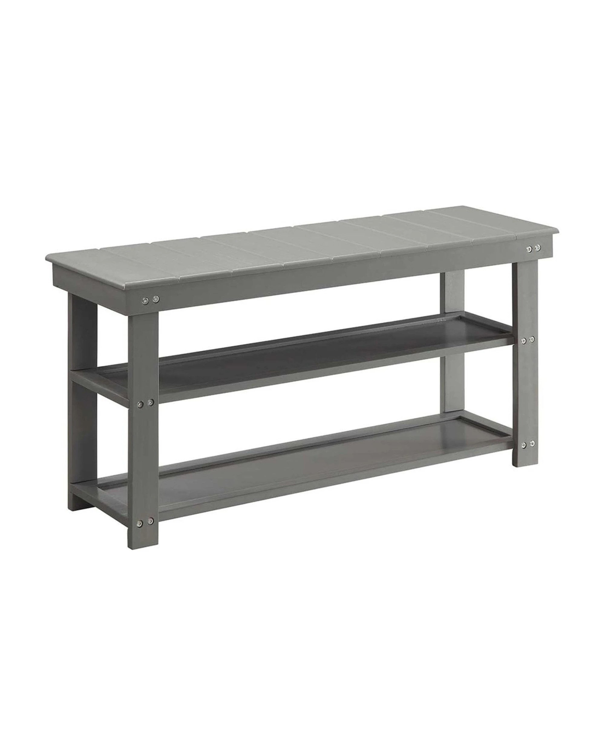 1 Sarantino Maeve Shoe Storage Bench - Grey, 1 of 8
