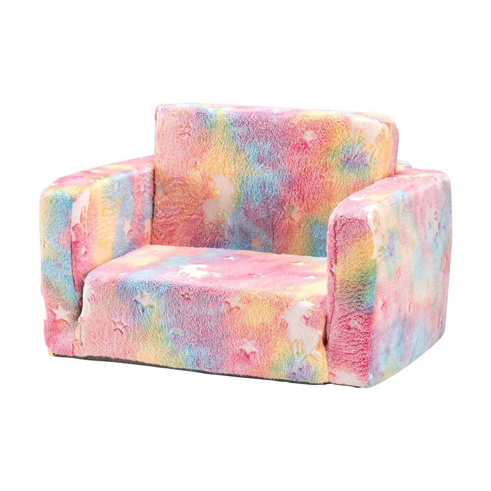1 Playpals 2-in-1 Kids Sofa Convertible Couch Fold Out Toddler Sofa - Pink, 1 of 3