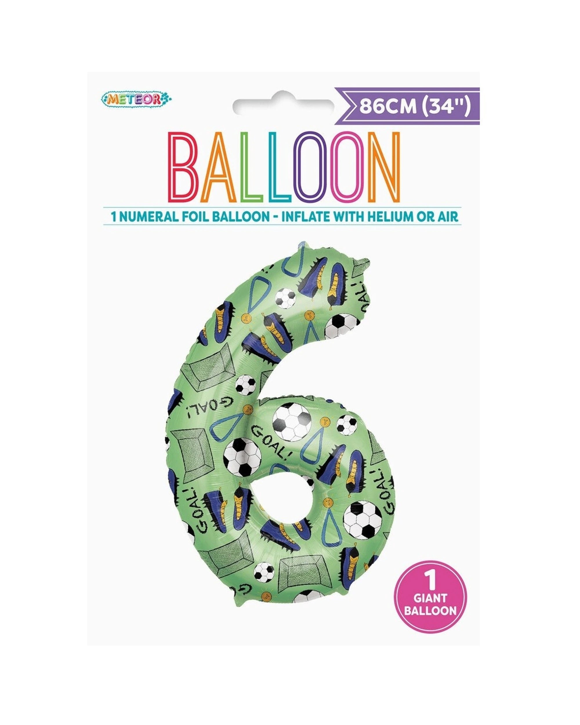 1 Meteor Party Foil Balloon Soccer Number 6 Giant Decoration 34in - Green, 1 of 1