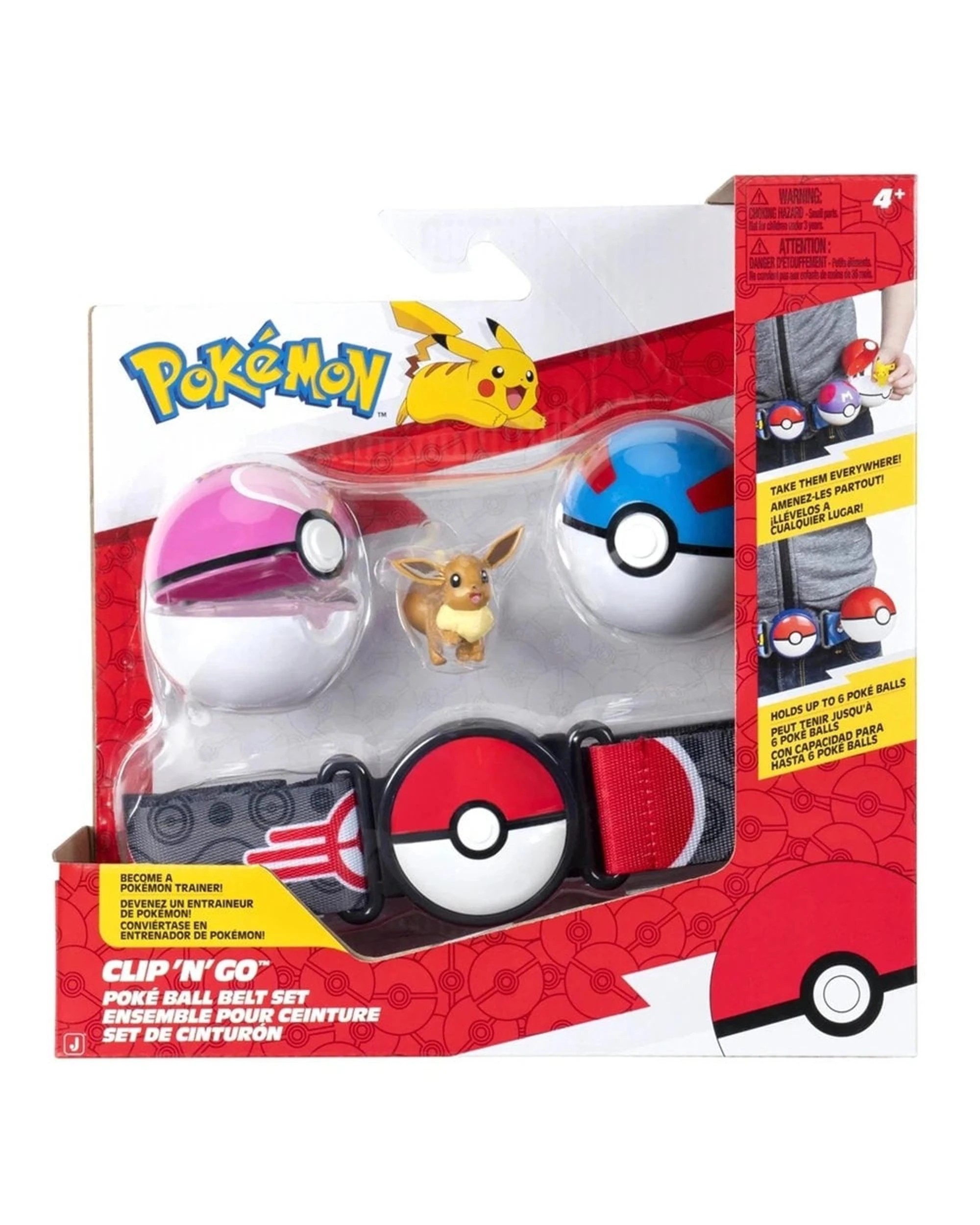 1 Pokemon Clip 'N' Go Poke Ball Belt Set Eevee + Love Ball and Great Ball, 1 of 4