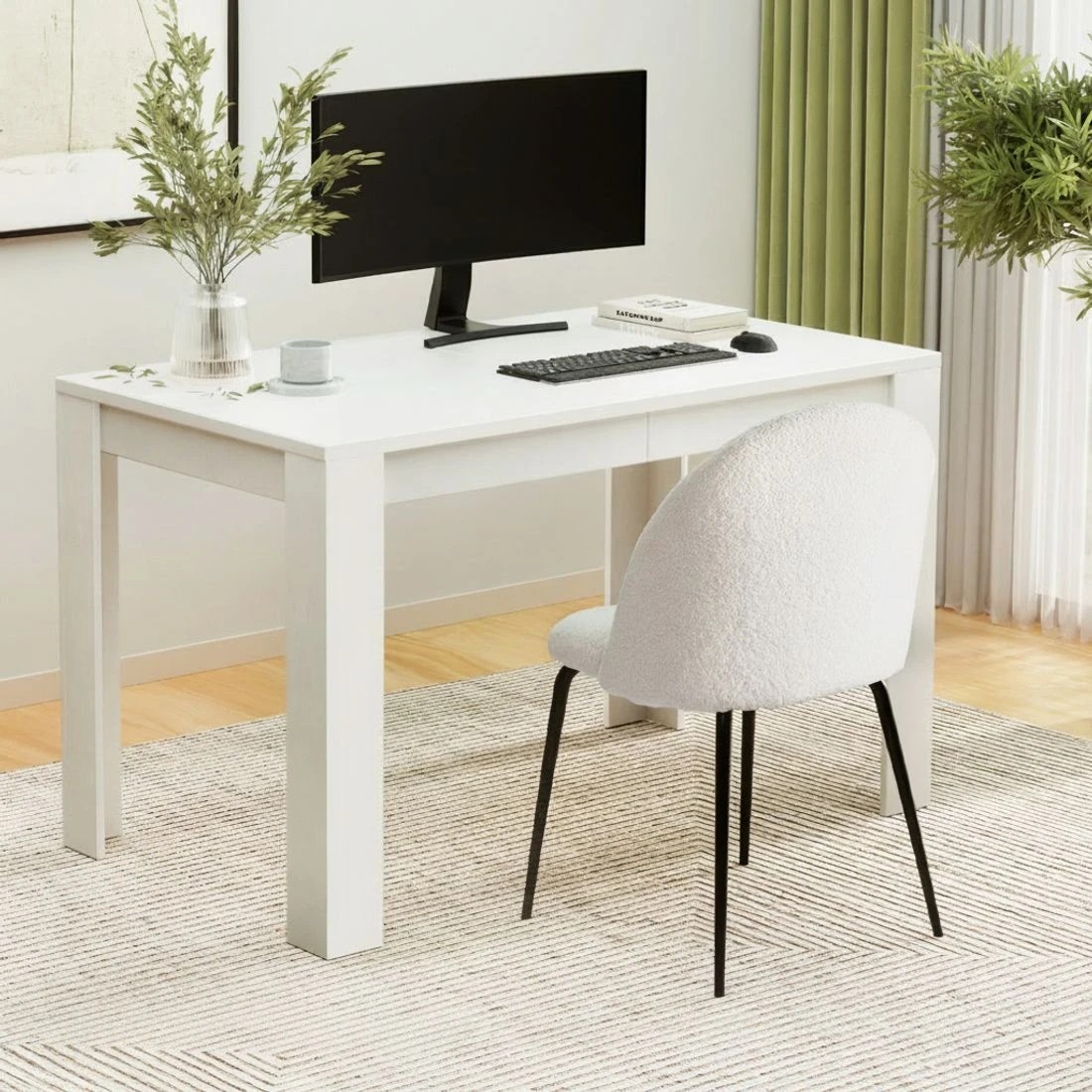 3 1 Artiss Dining Table and 4 Chairs Set  Sherpa - White, 3 of 5