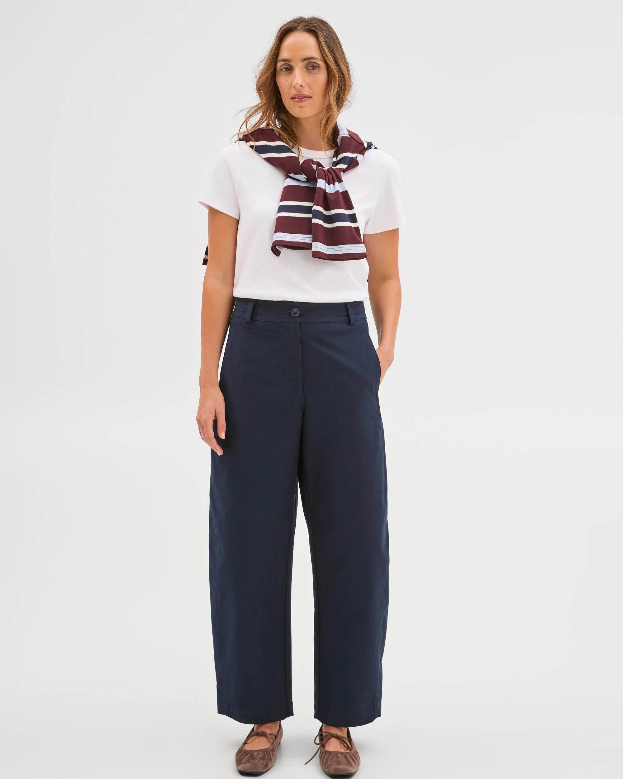 1 Target Woman Relaxed Forward Seam Barrel Leg Pants INK NAVY, 1 of 8