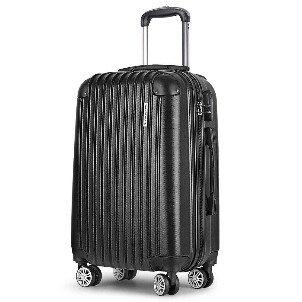 1 Wanderlite 20" 55cm Luggage Trolley Travel Set Suitcase Carry On Hard Shell Case Sets - Black, 1 of 1
