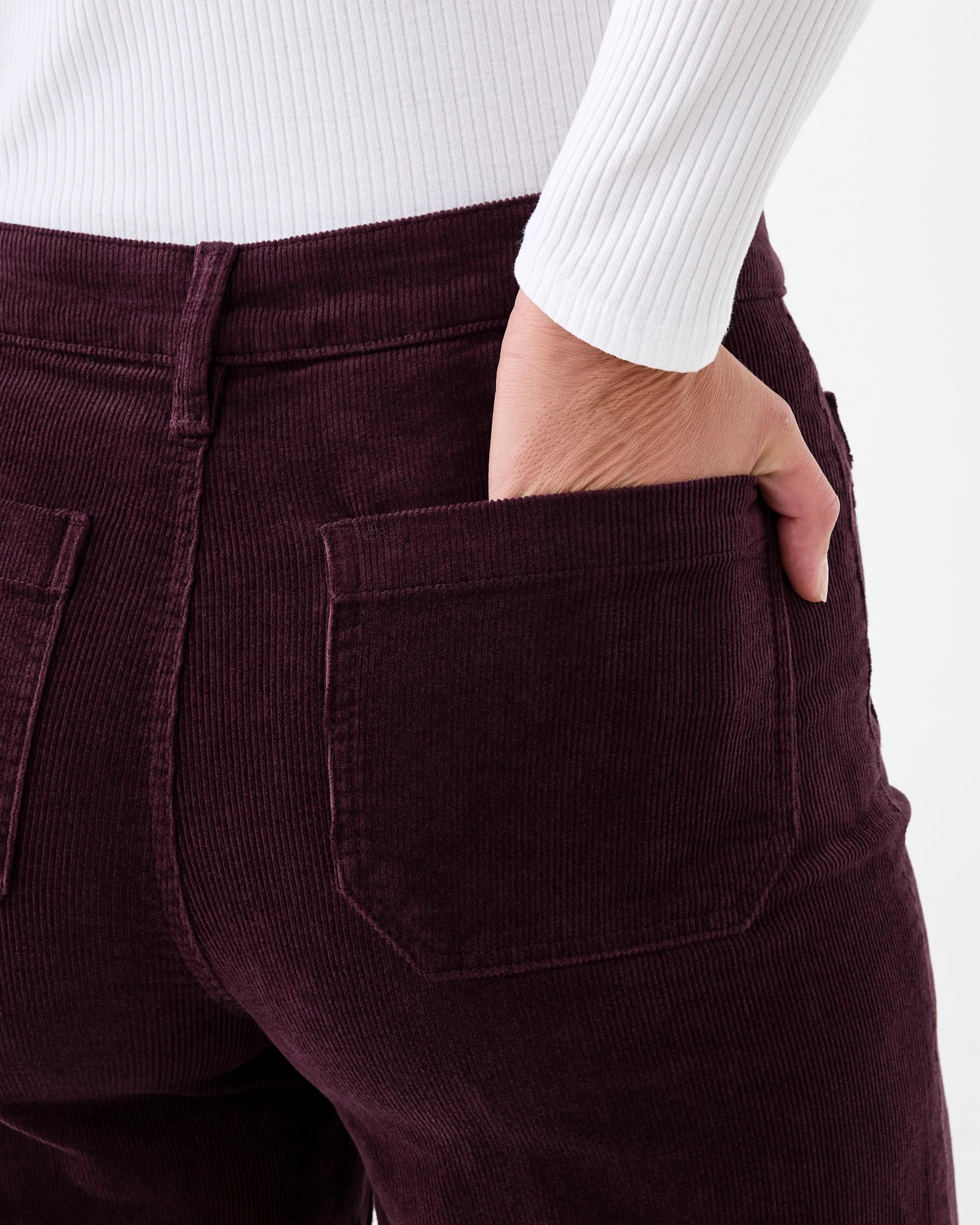 7 Pocket Front Wide Leg Corduroy Pants Fudge, 7 of 7