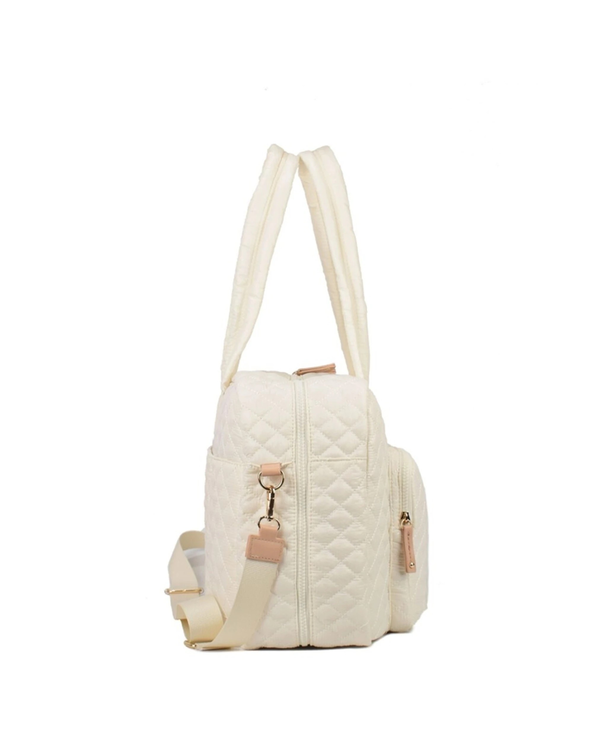 2 Tosca Womens Lightweight Quilted Metro Split Tote Travel Bag Mushroom - Beige, 2 of 5