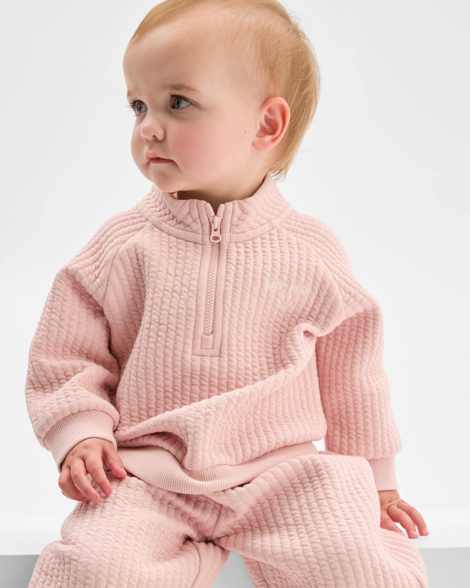 2 Target Baby Baby Organic Cotton Quilted Quarter Zip Pullover Jumper LOTUS, 2 of 5