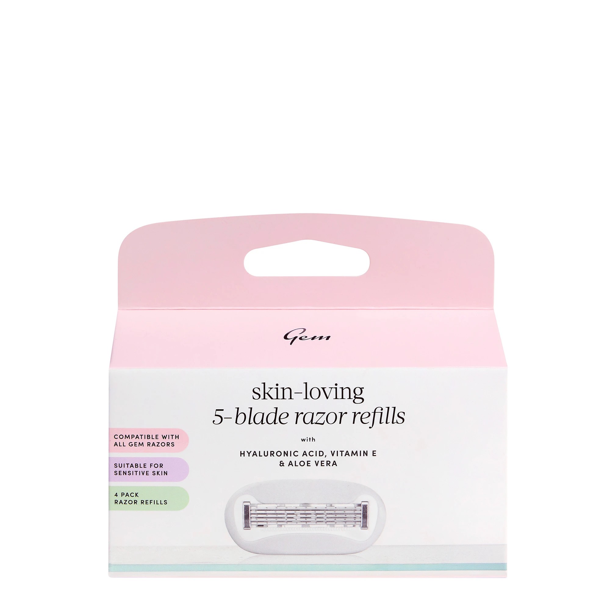 3 Gem 4 Pack Skin-Loving 5-Blade Razor Refills - Hyaluronic Acid, Aloe Vera and Vitamin E, 3 of 3