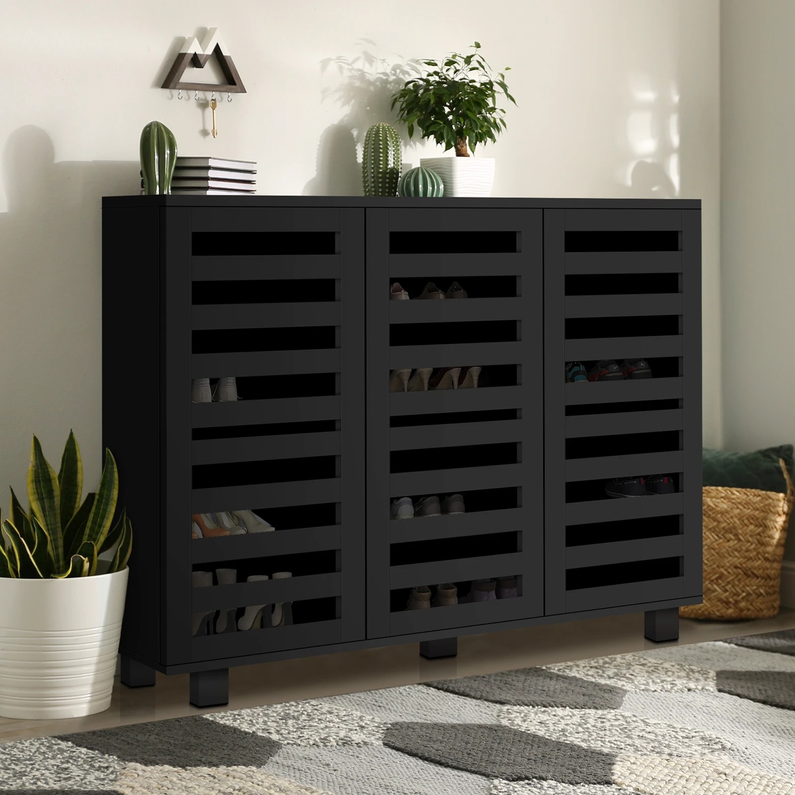 3 Alfordson Shoe Cabinet 30 pairs Storage Rack - Black, 3 of 10